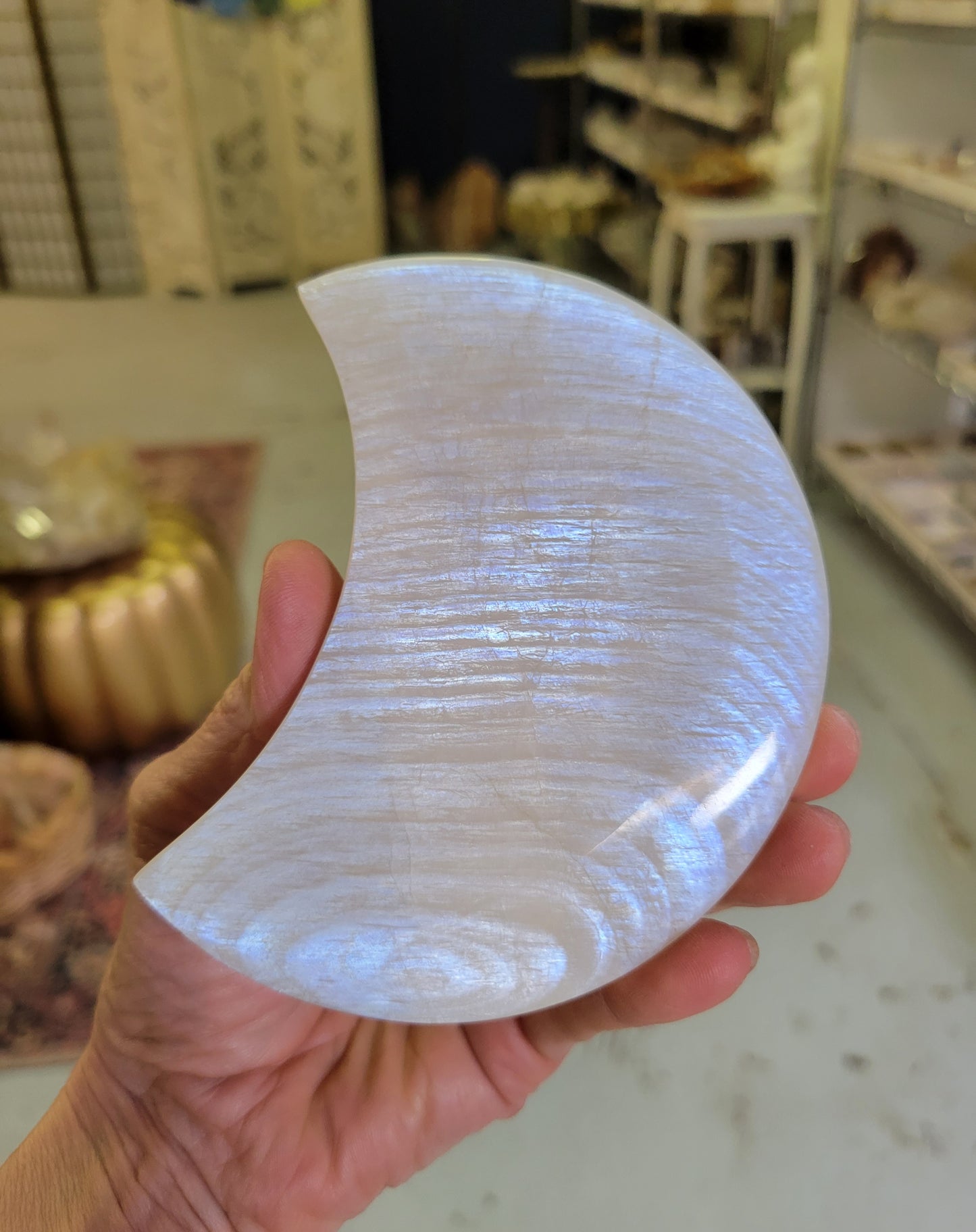 Moonstone Polished Crescent Moon from Tanzania