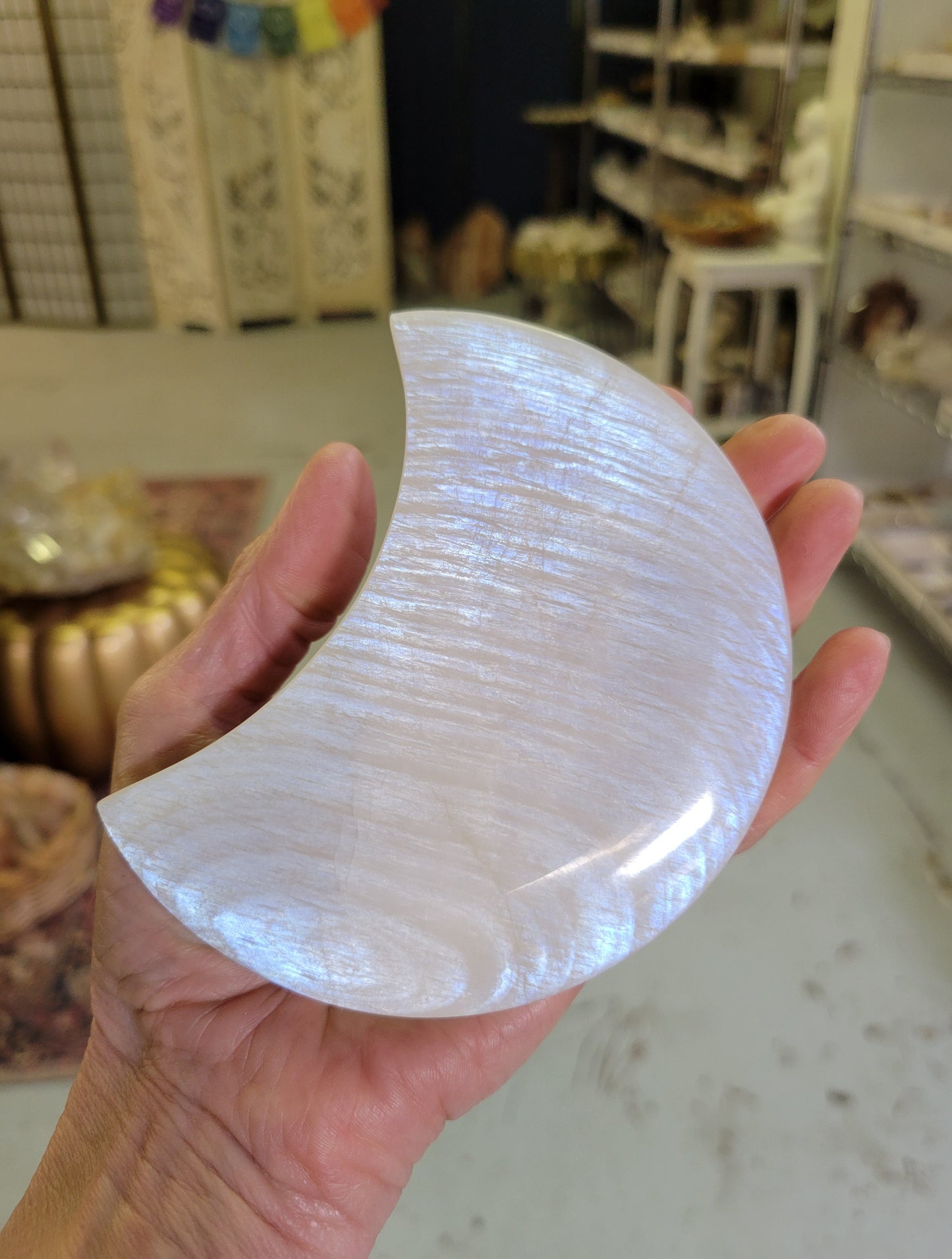 Moonstone Polished Crescent Moon from Tanzania