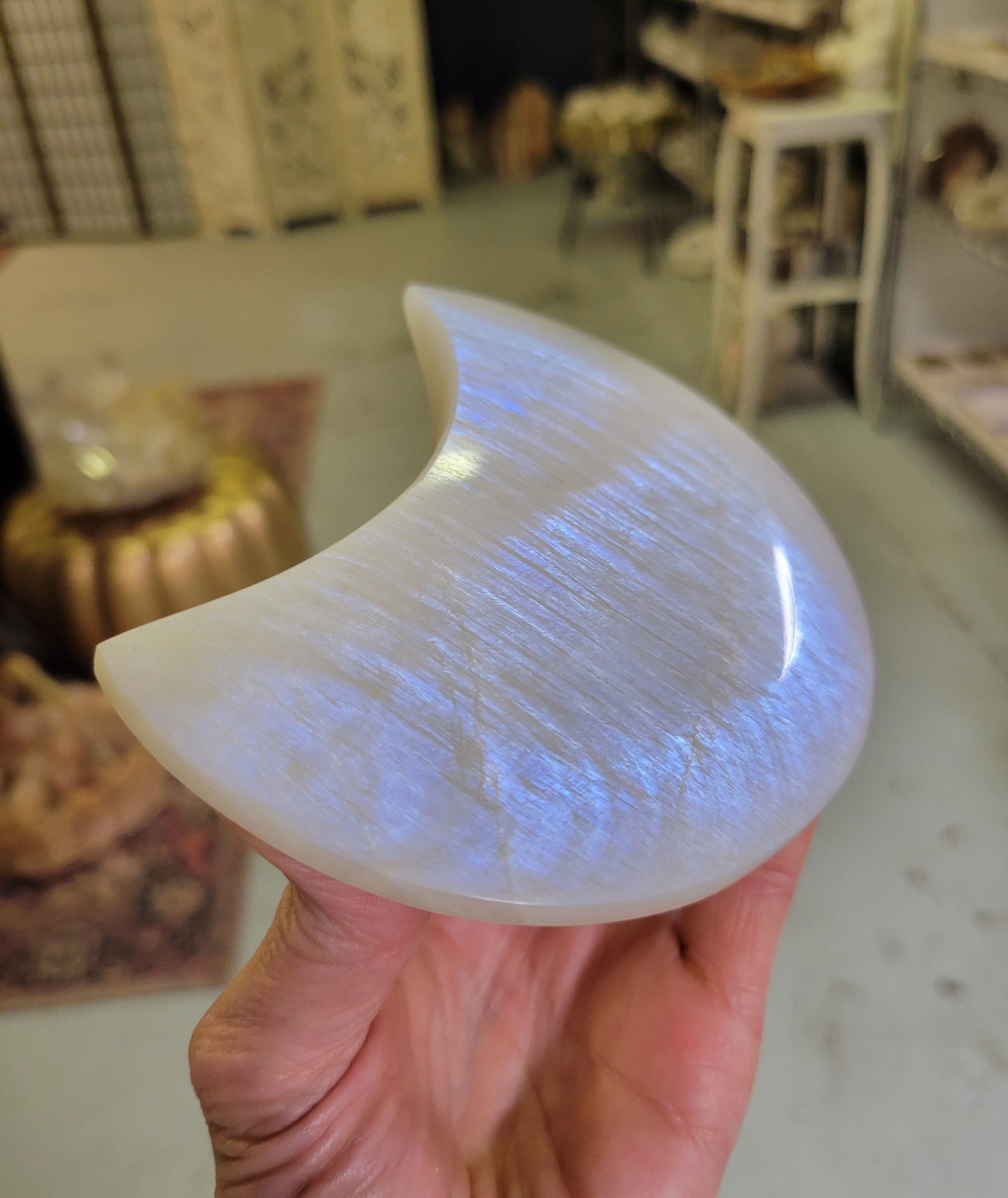 Moonstone Polished Crescent Moon from Tanzania