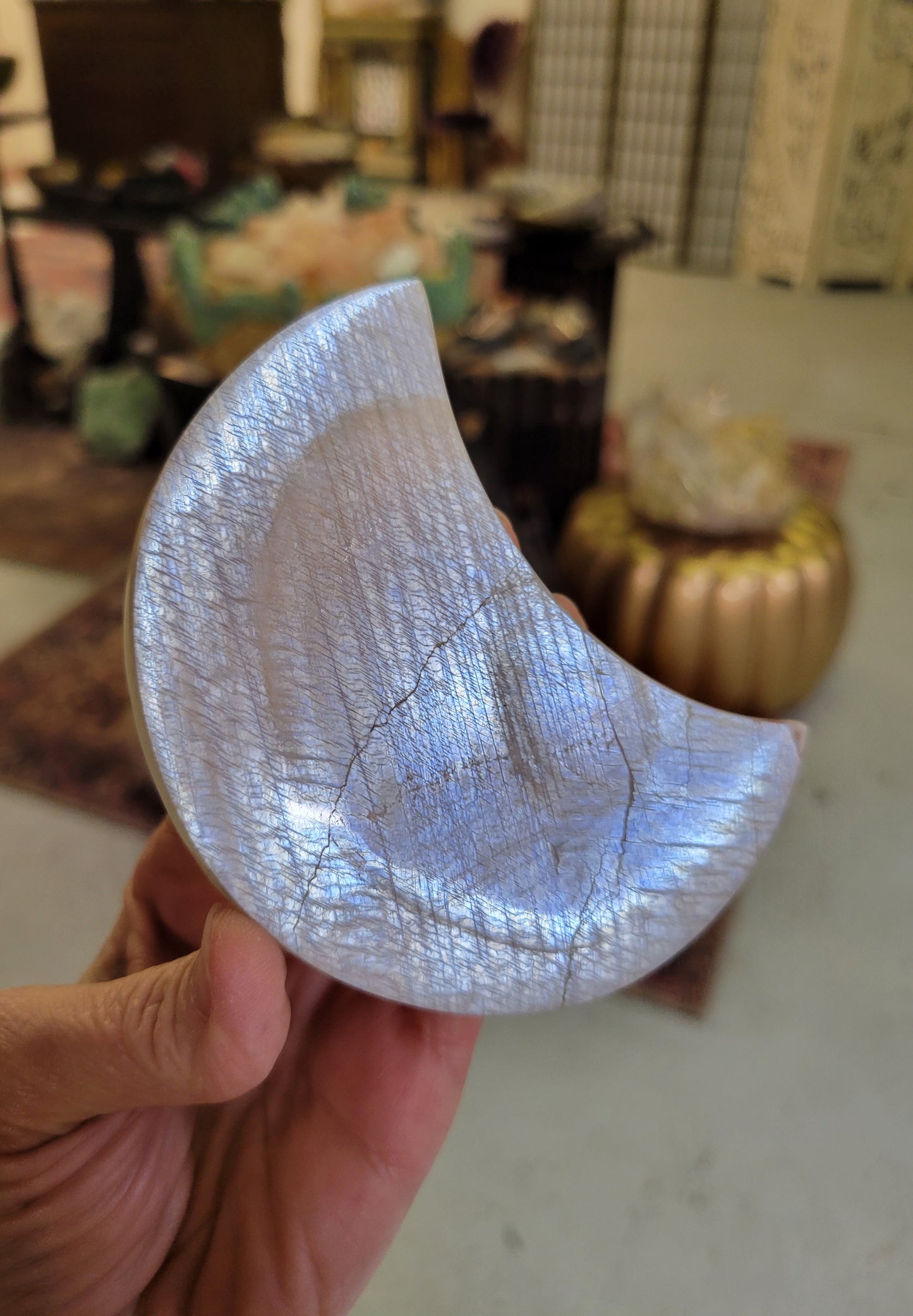 Moonstone Polished Crescent Moon from Tanzania