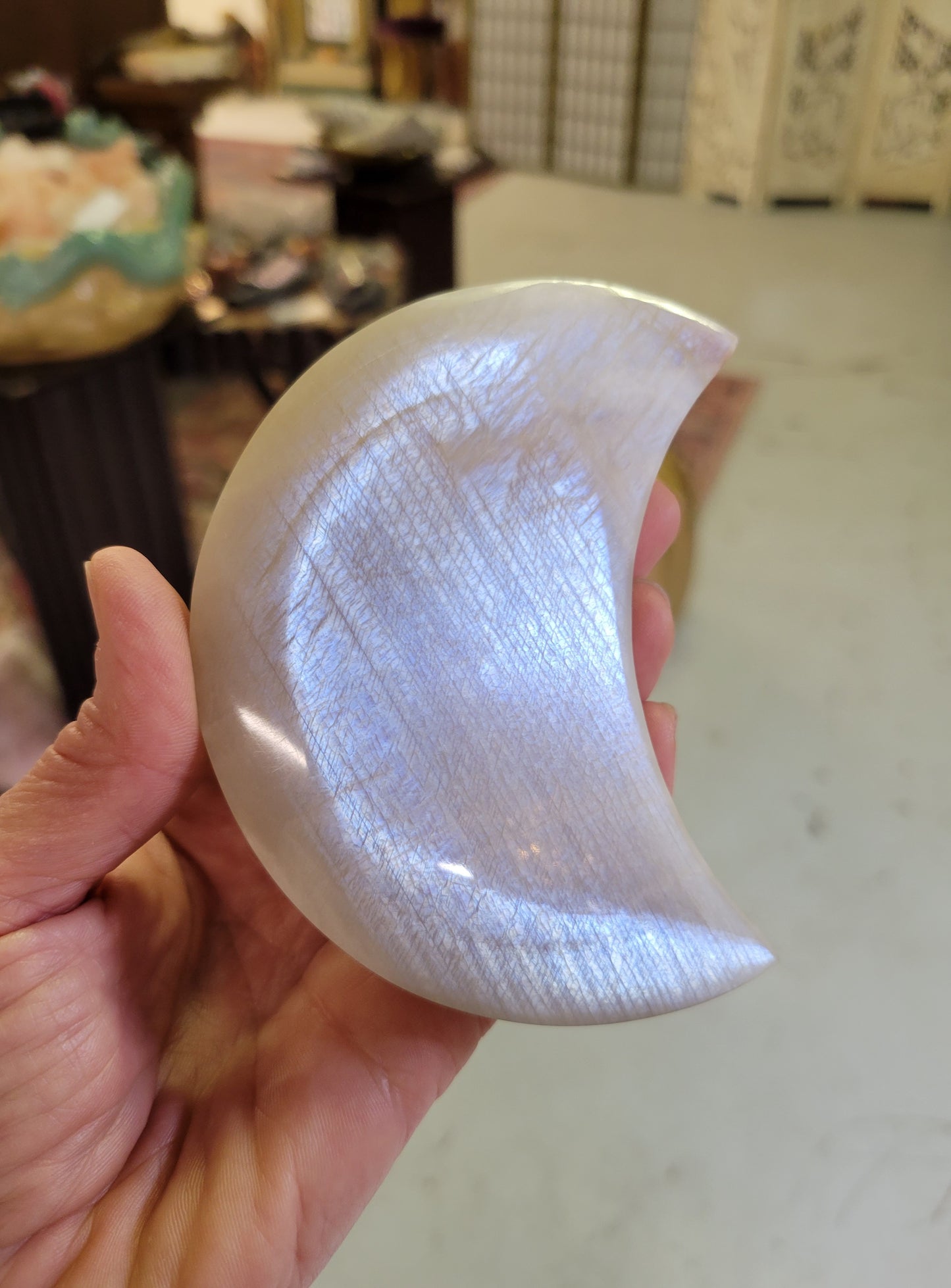 Moonstone Polished Crescent Moon from Tanzania
