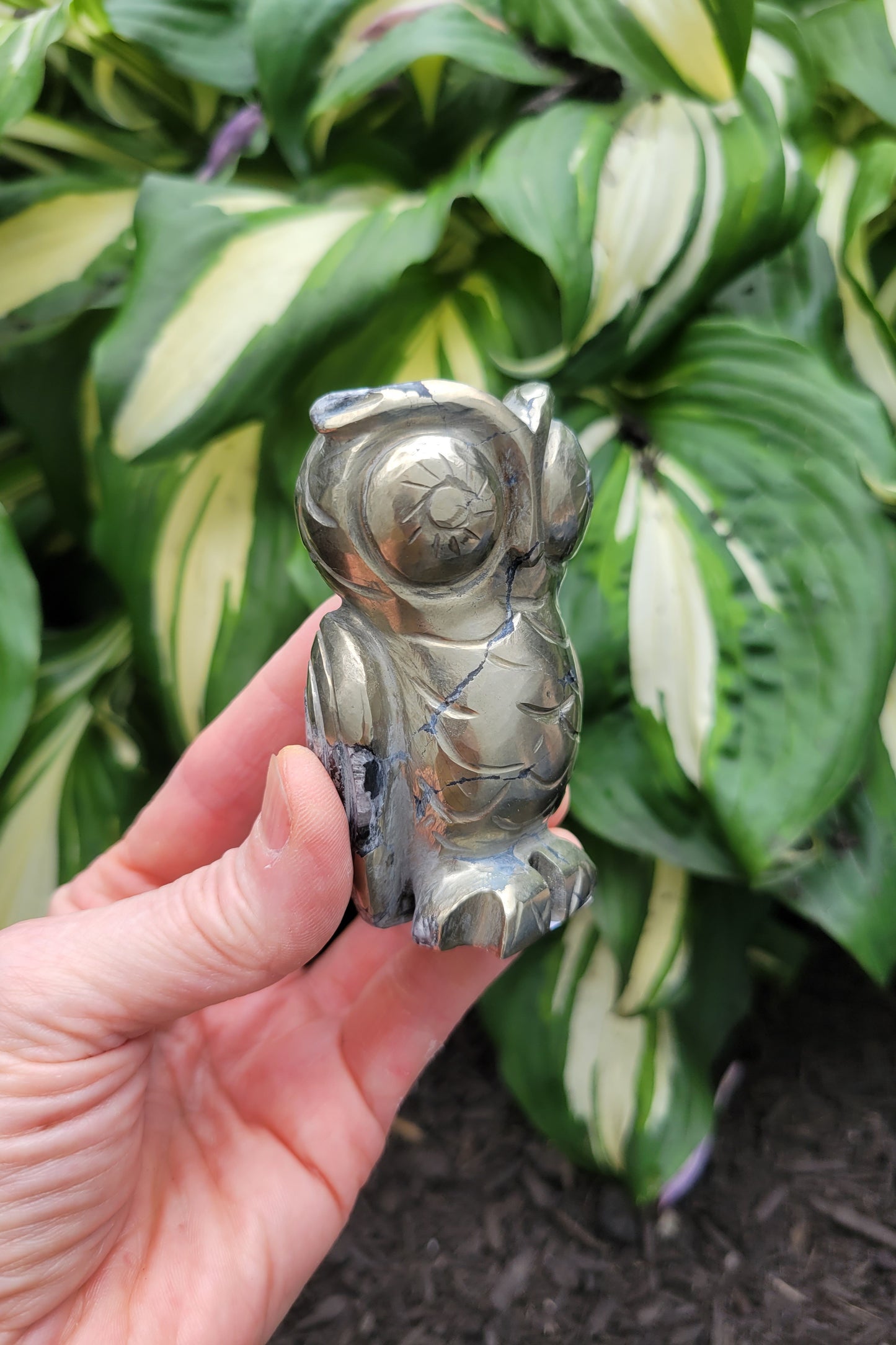 Pyrite Owl Carving from India