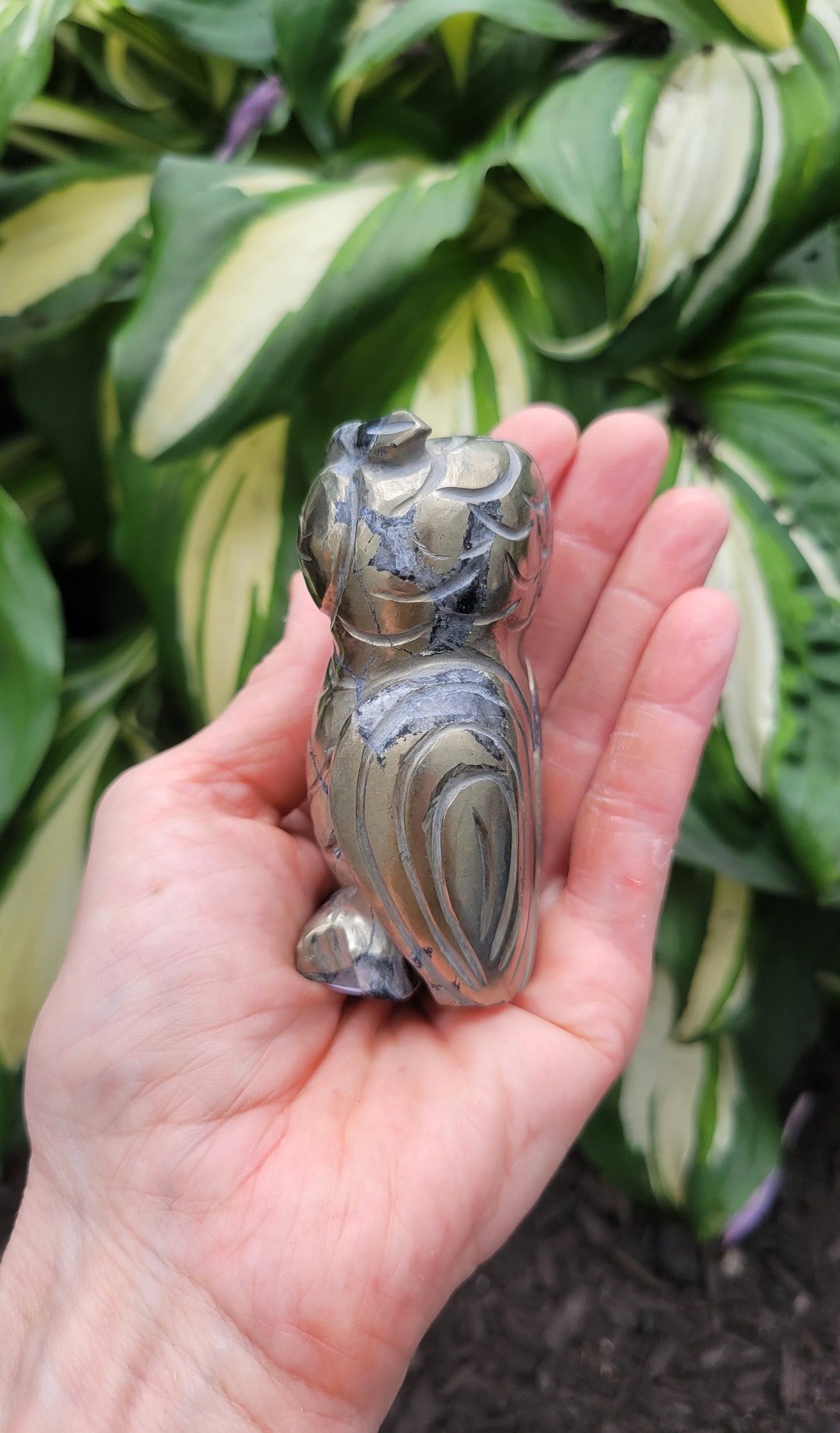 Pyrite Owl Carving from India