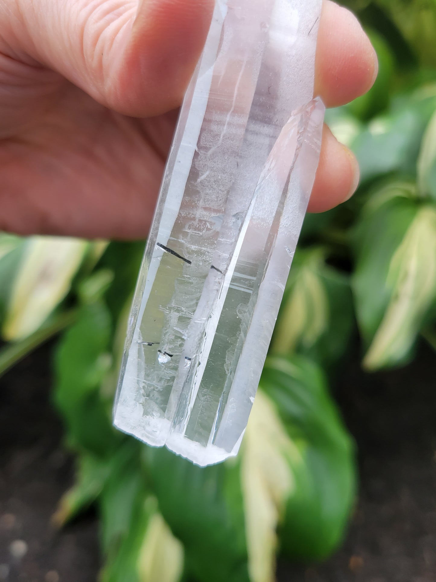 Tourmalinated Laser Quartz from Brazil (W 1 X D 5/8 X L 5 1/8 inches)