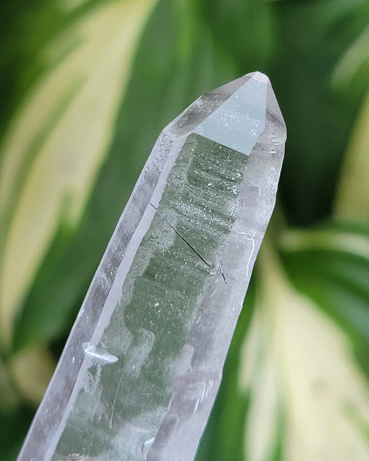 Tourmalinated Laser Quartz from Brazil (W 1 X D 5/8 X L 5 1/8 inches)