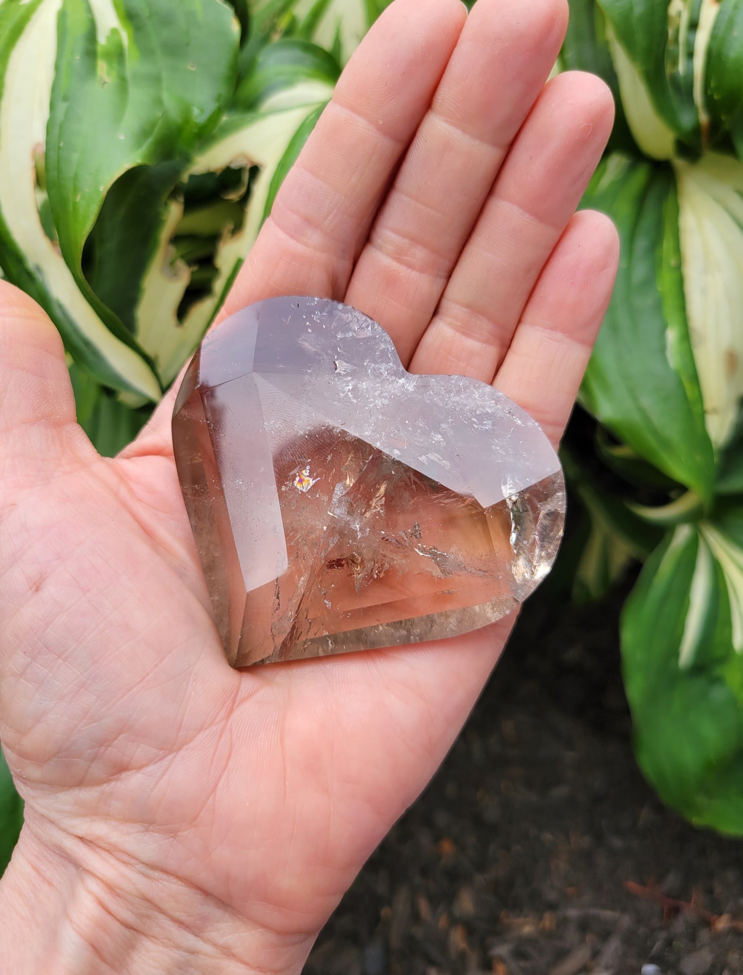 Smokey Quartz Heart from Brazil (W 2 3/4 X D 5/8 X 2 1/2 inches)