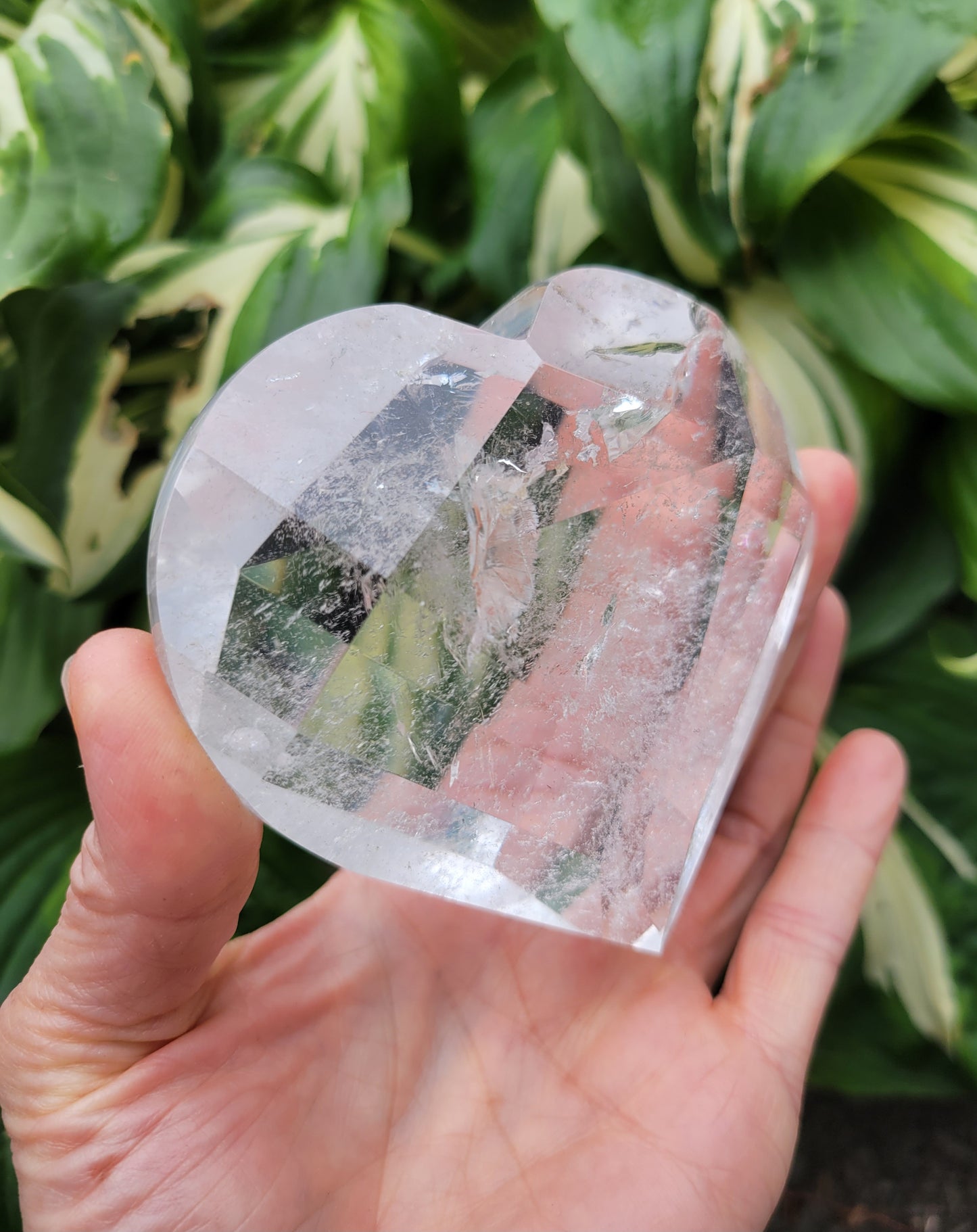 Quartz Heart, Faceted from Brazil (W 3 3/4 X D 1 1/4 X 3 1/2 inches)