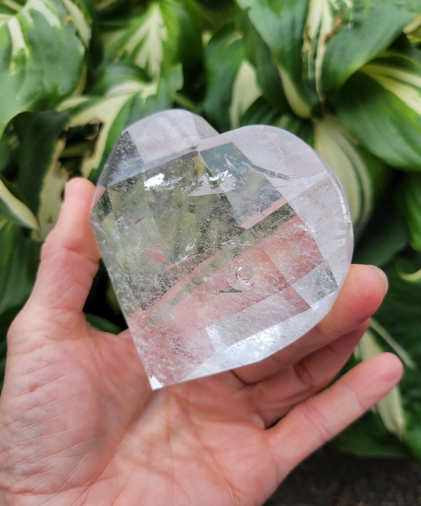 Quartz Heart, Faceted from Brazil (W 3 3/4 X D 1 1/4 X 3 1/2 inches)