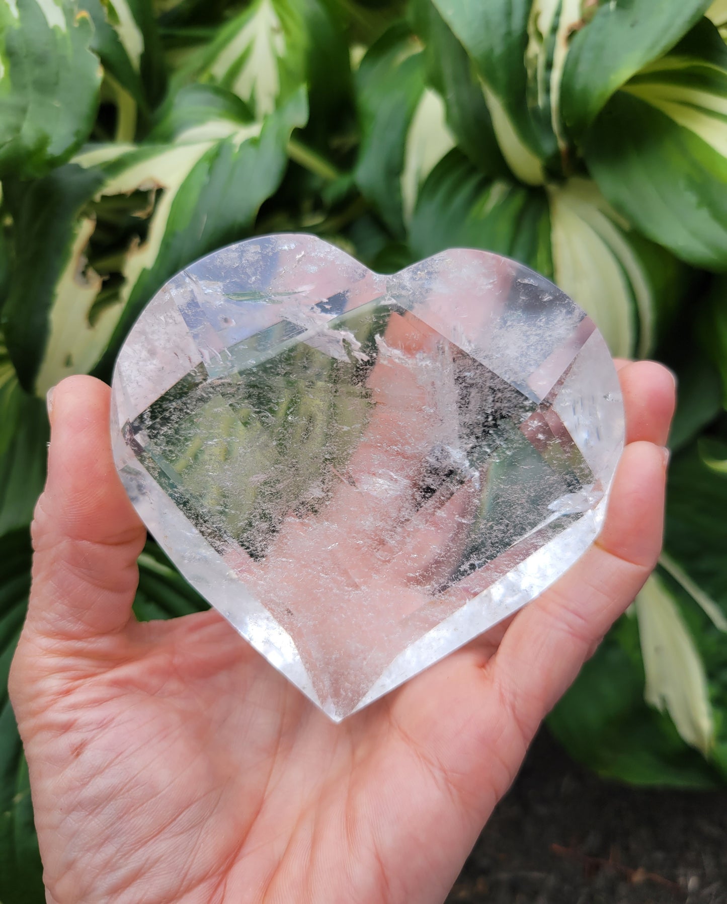 Quartz Heart, Faceted from Brazil (W 3 3/4 X D 1 1/4 X 3 1/2 inches)