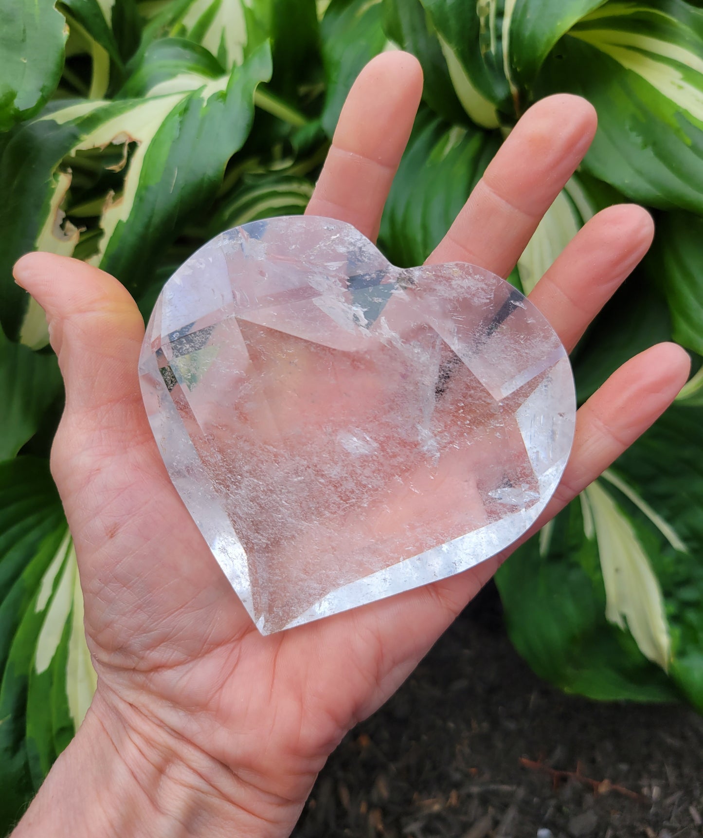 Quartz Heart, Faceted from Brazil (W 3 3/4 X D 1 1/4 X 3 1/2 inches)