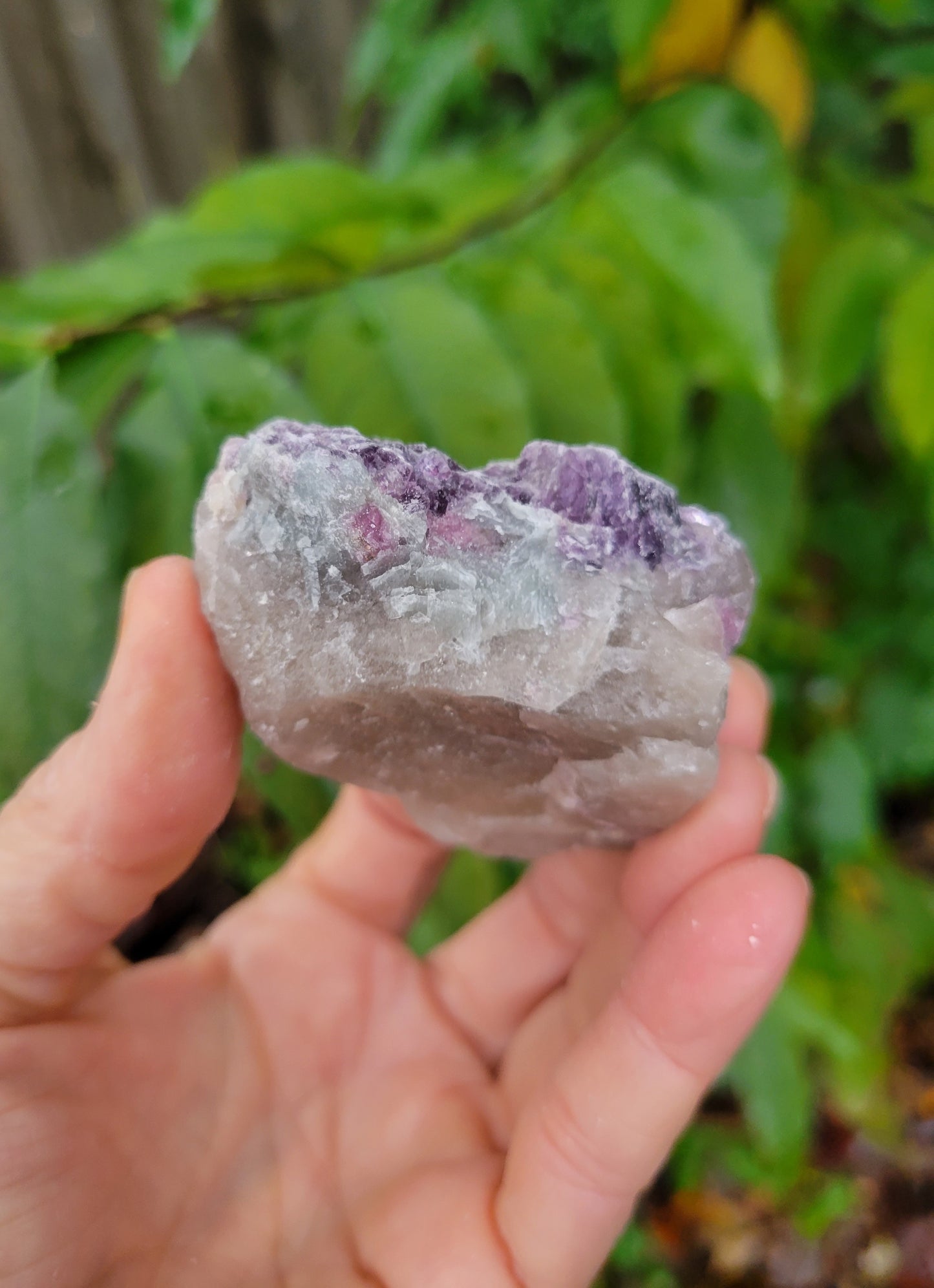 Lepidolite with Smokey Quartz and Cleavelandite from Brazil (2 1/8 X 2 X 1 1/8 inches)