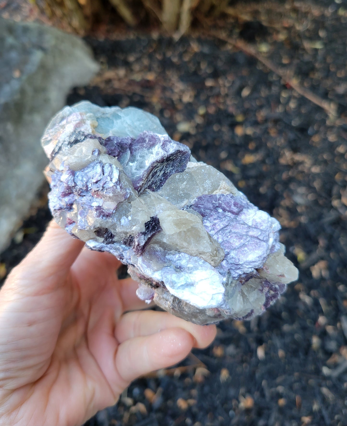 Lepidolite with Smokey Quartz and Cleavelandite from Brazil (4 1/2 X 4 X 2 inches)