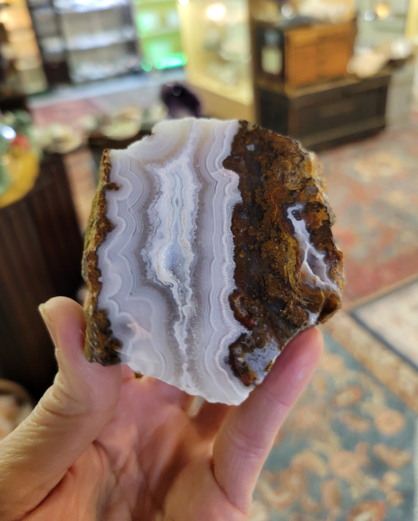 Aqua Nuevo Agate from Mexico (W 3 1/4 X D 1 1/2 X H 2 3/4 inches)