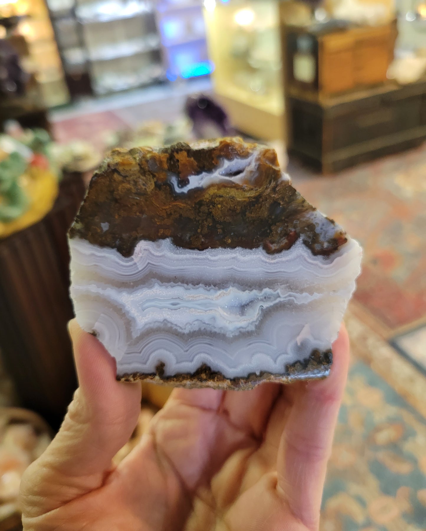 Aqua Nuevo Agate from Mexico (W 3 1/4 X D 1 1/2 X H 2 3/4 inches)