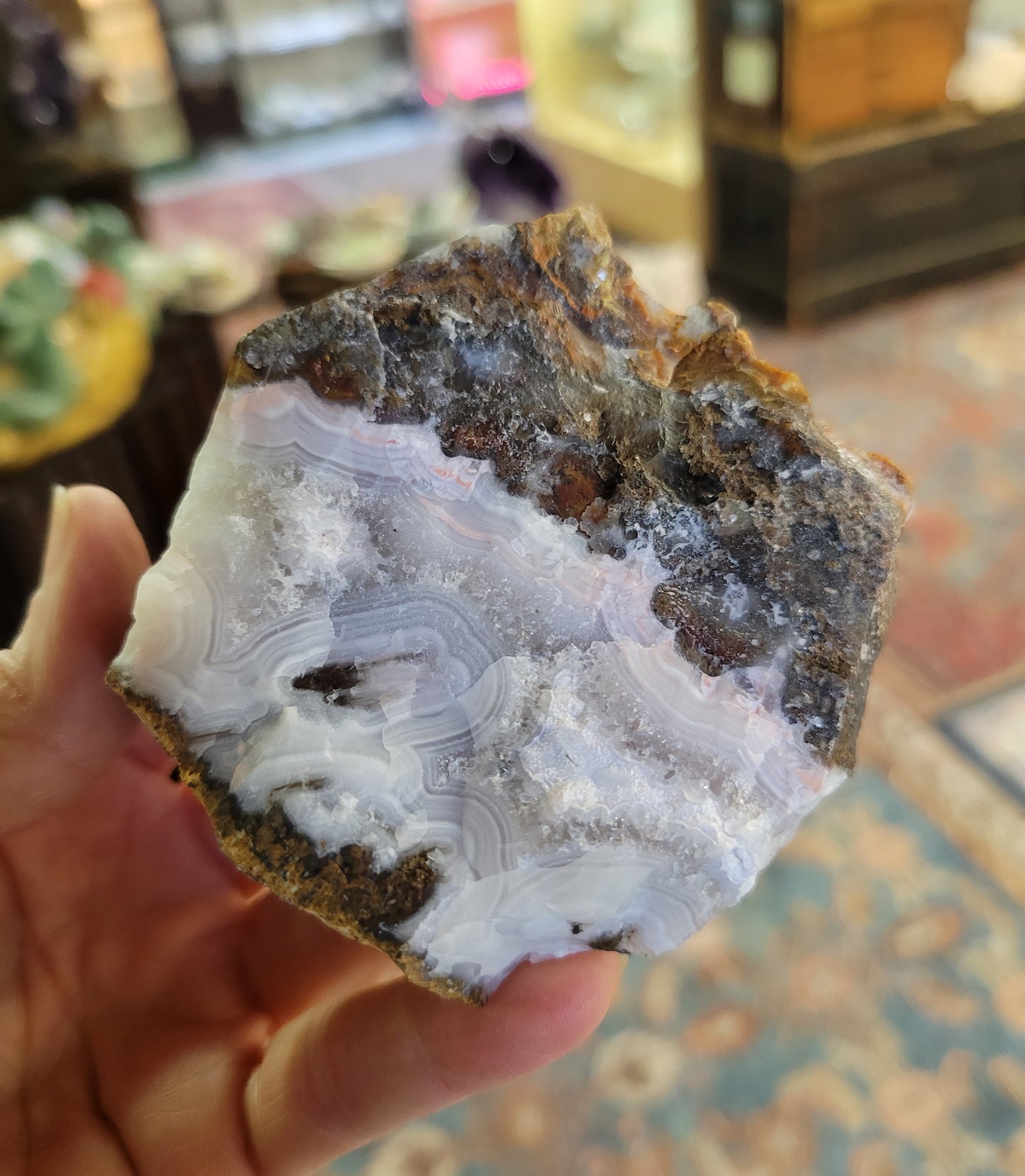 Aqua Nuevo Agate from Mexico (W 3 1/4 X D 1 1/2 X H 2 3/4 inches)