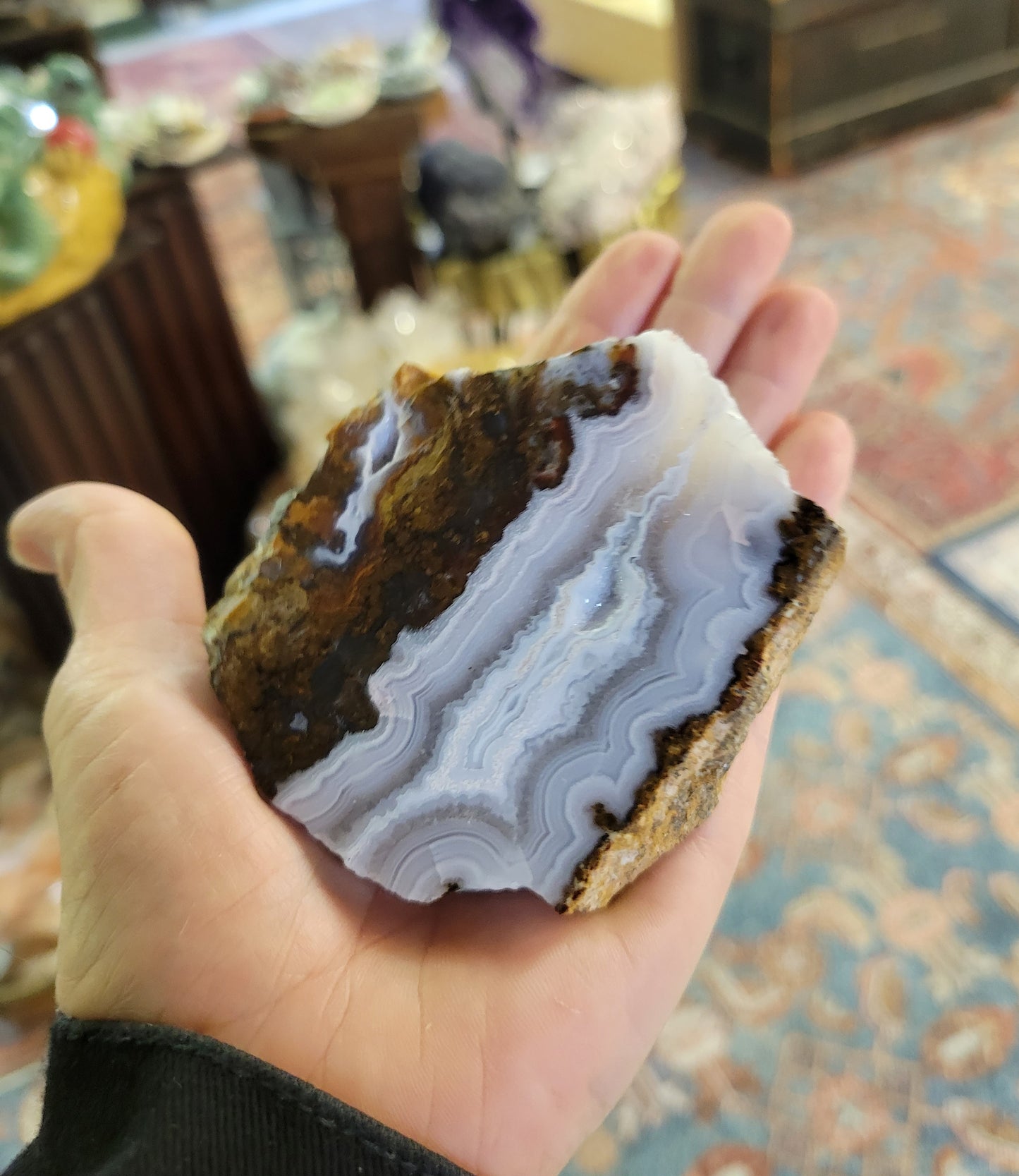 Aqua Nuevo Agate from Mexico (W 3 1/4 X D 1 1/2 X H 2 3/4 inches)