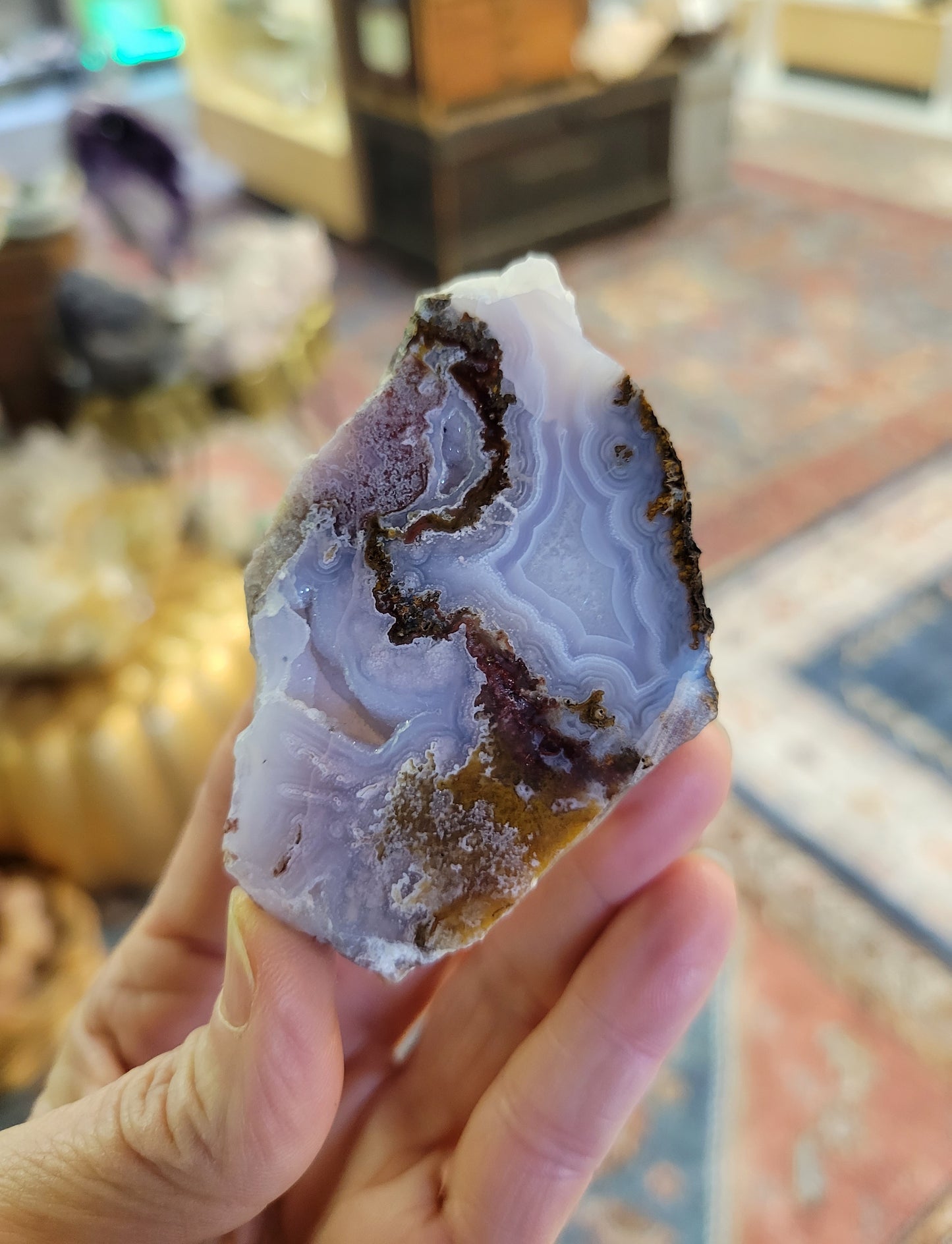Aqua Nuevo Agate from Mexico (W 2 1/2 X D 1 X H 2 1/8 inches)