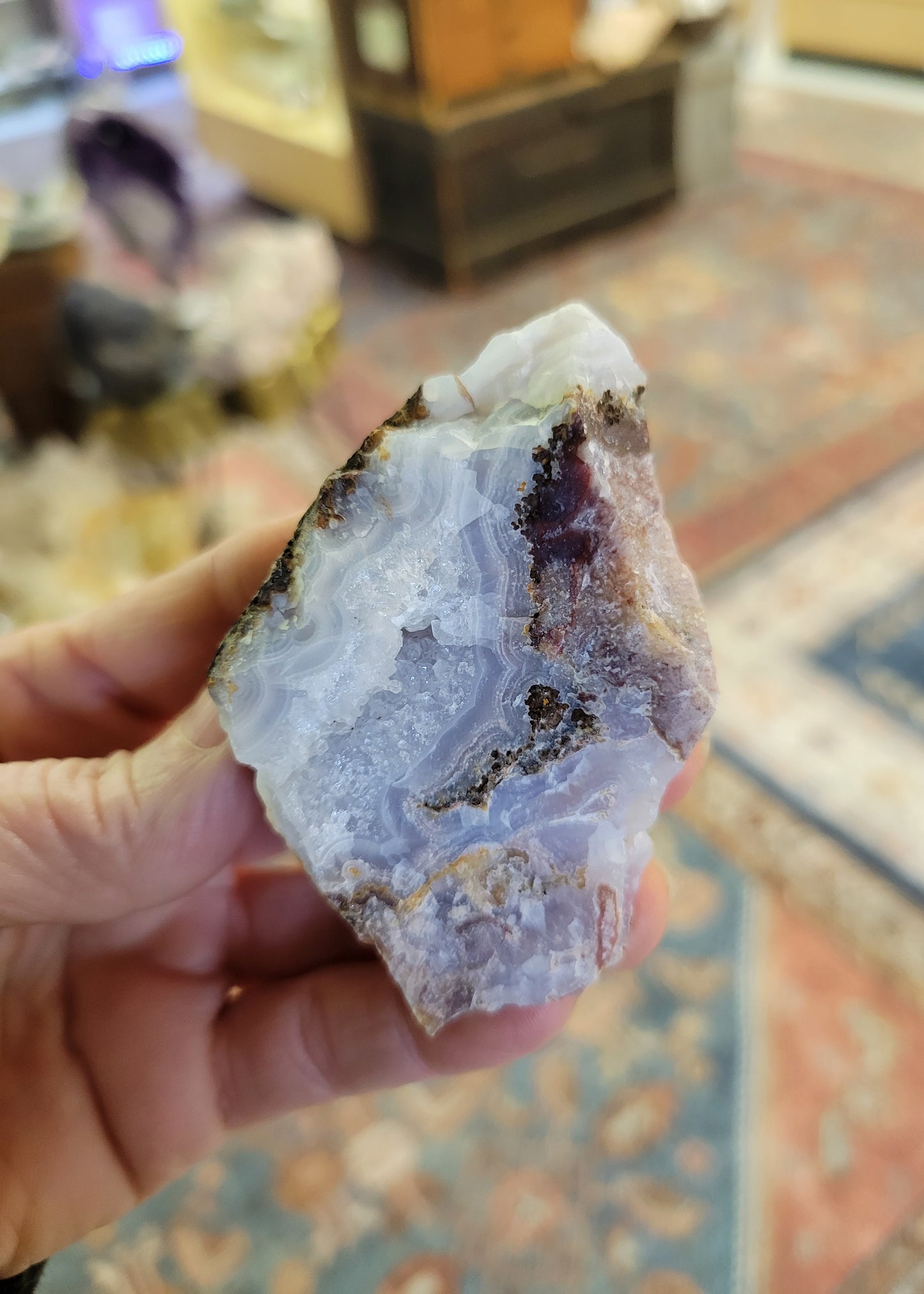 Aqua Nuevo Agate from Mexico (W 2 1/2 X D 1 X H 2 1/8 inches)
