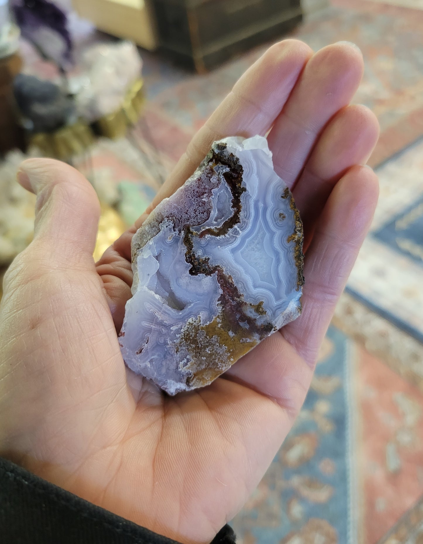 Aqua Nuevo Agate from Mexico (W 2 1/2 X D 1 X H 2 1/8 inches)