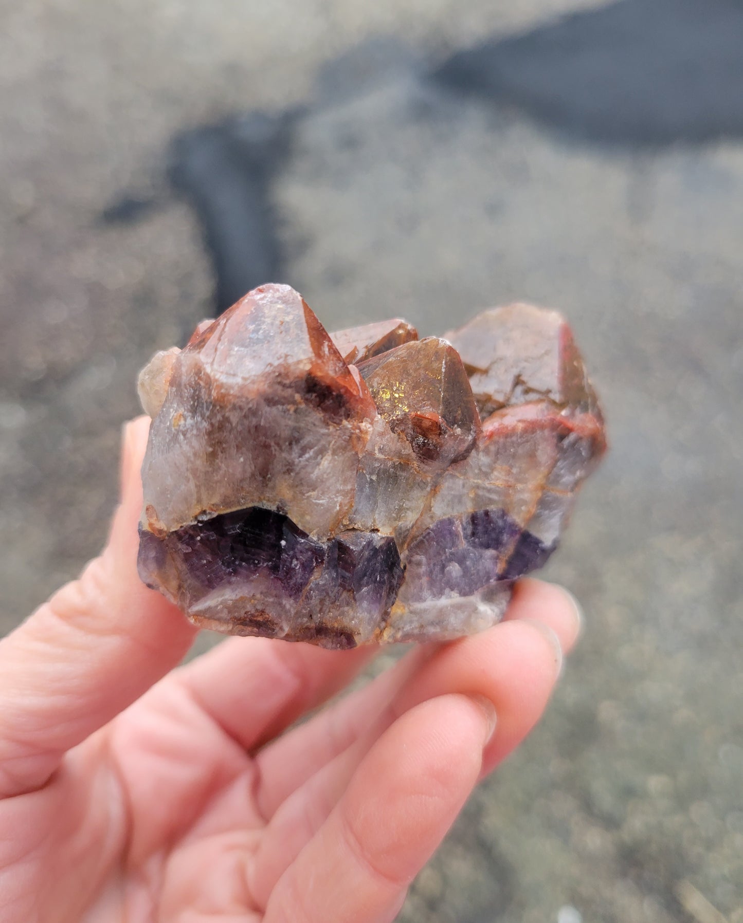 Red Capped Amethyst from India