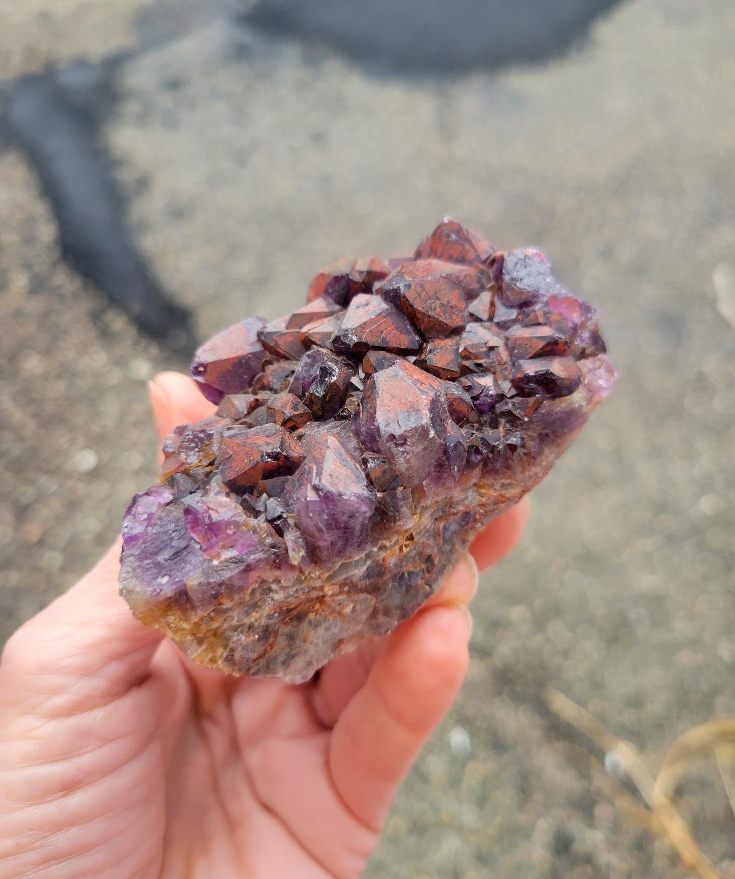 Red Capped Amethyst from India