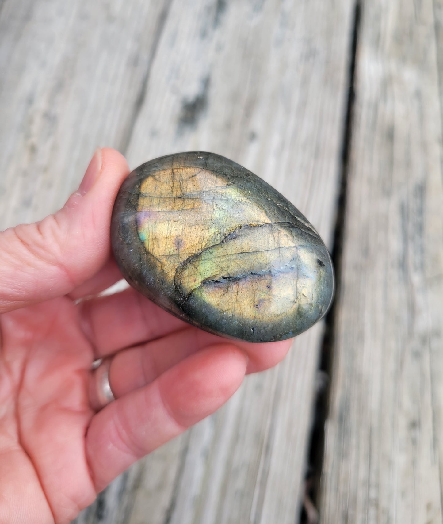 Labradorite Palm Stone from Madagascar