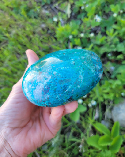 Chrysocolla Palm Stone from Peru