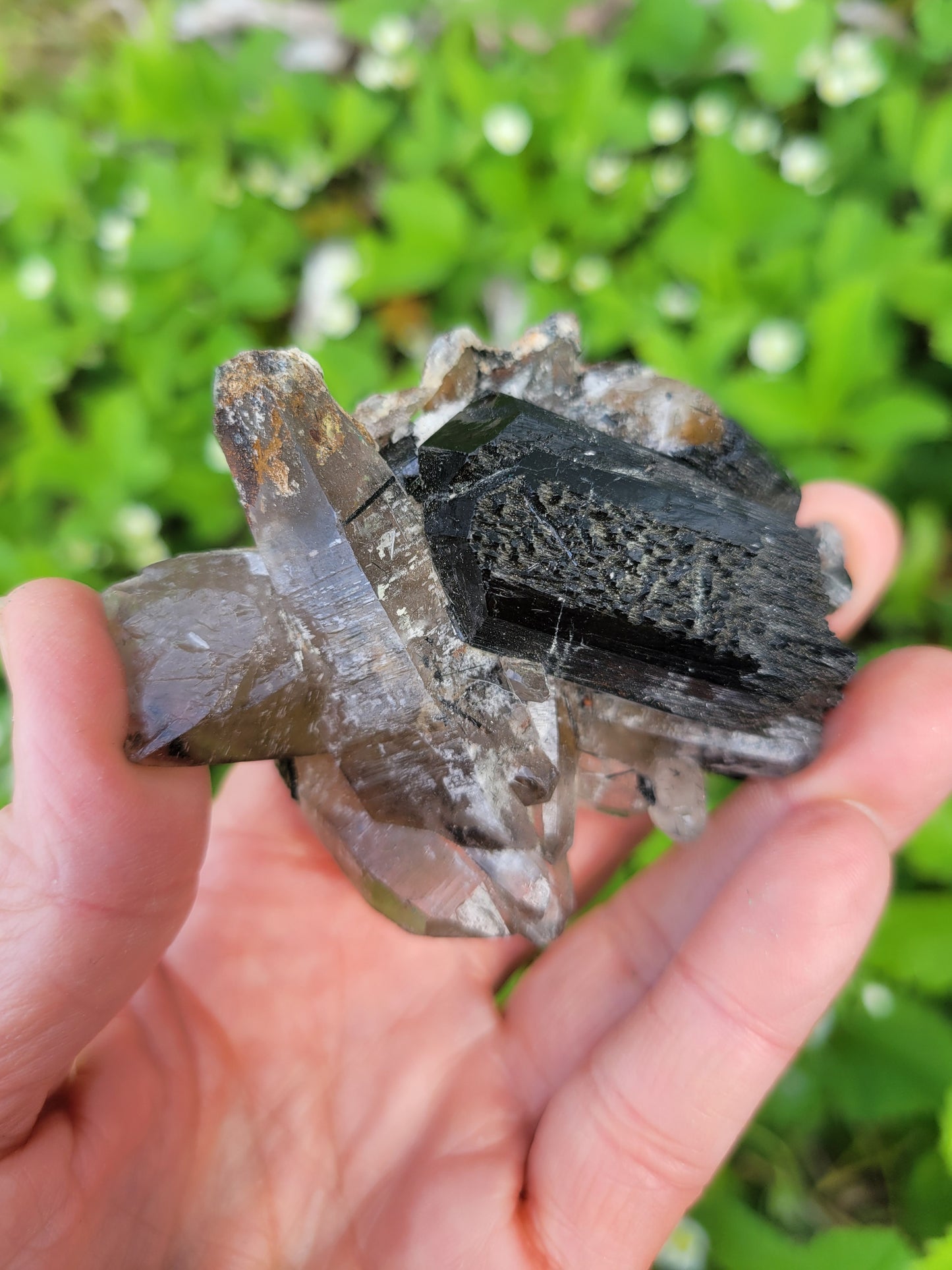 Tourmalinated Smokey Quartz and Black Tourmaline from Namibia
