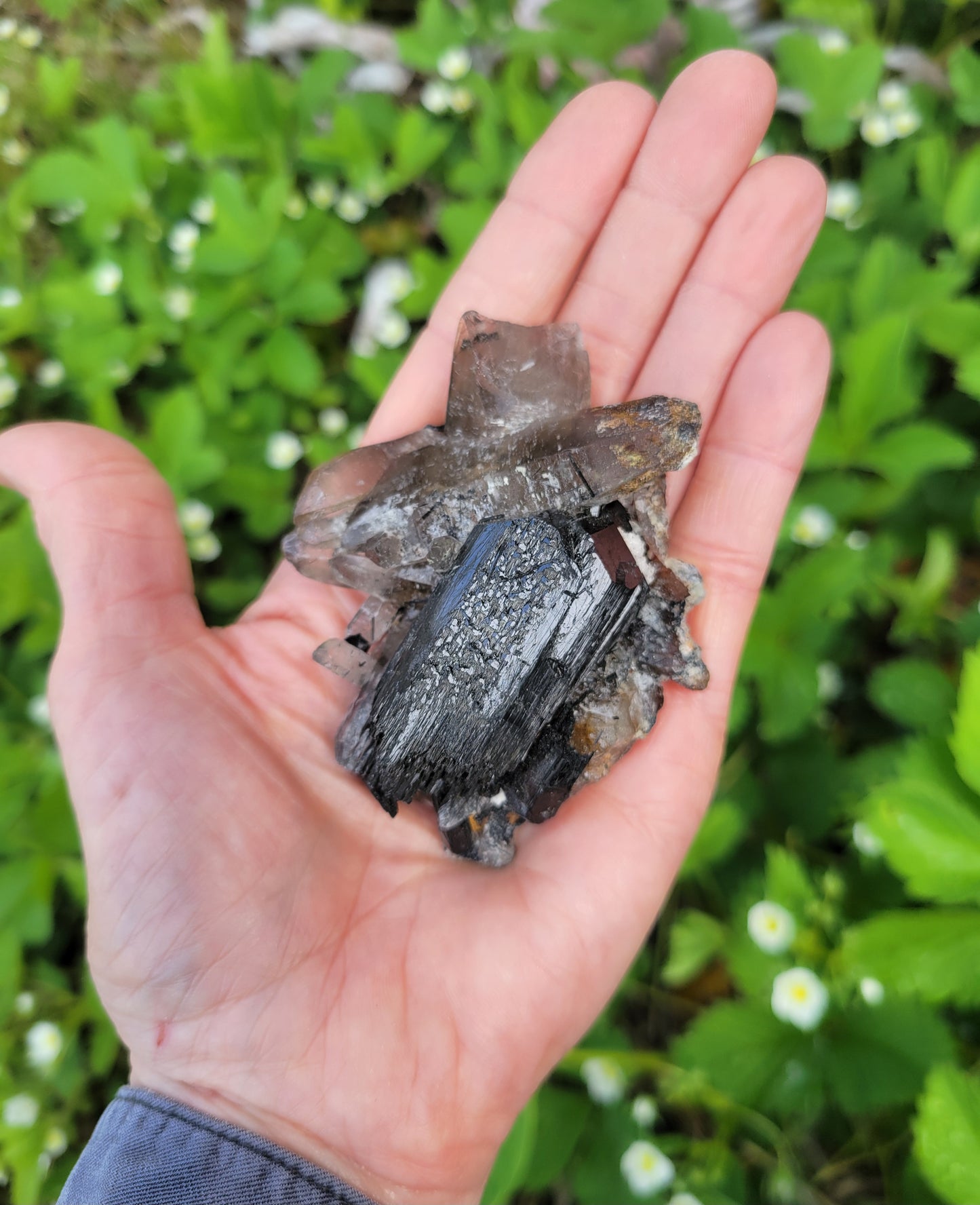 Tourmalinated Smokey Quartz and Black Tourmaline from Namibia