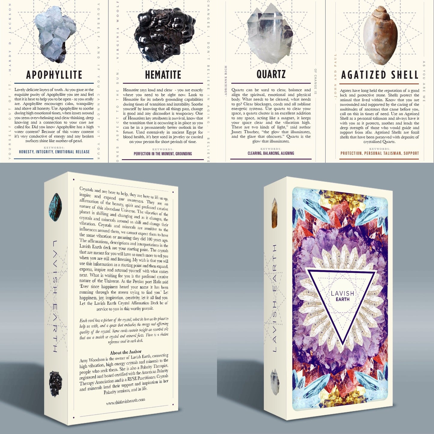 Crystal Card Deck and Candle SET - Intend and Illuminate and Firmly Rooted