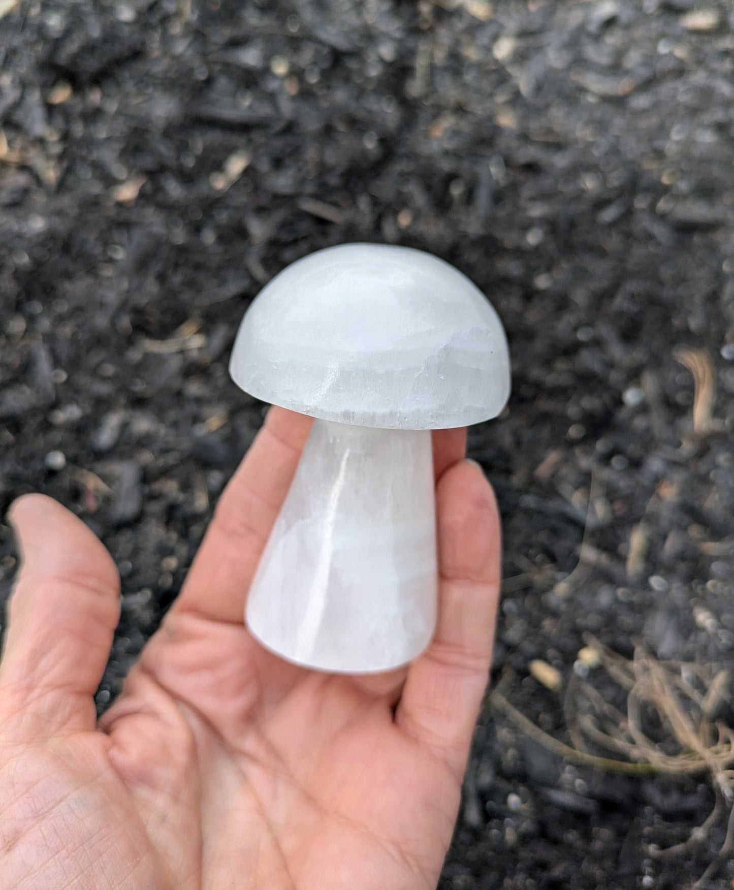 White Calcite Mushroom Carving from Pakistan