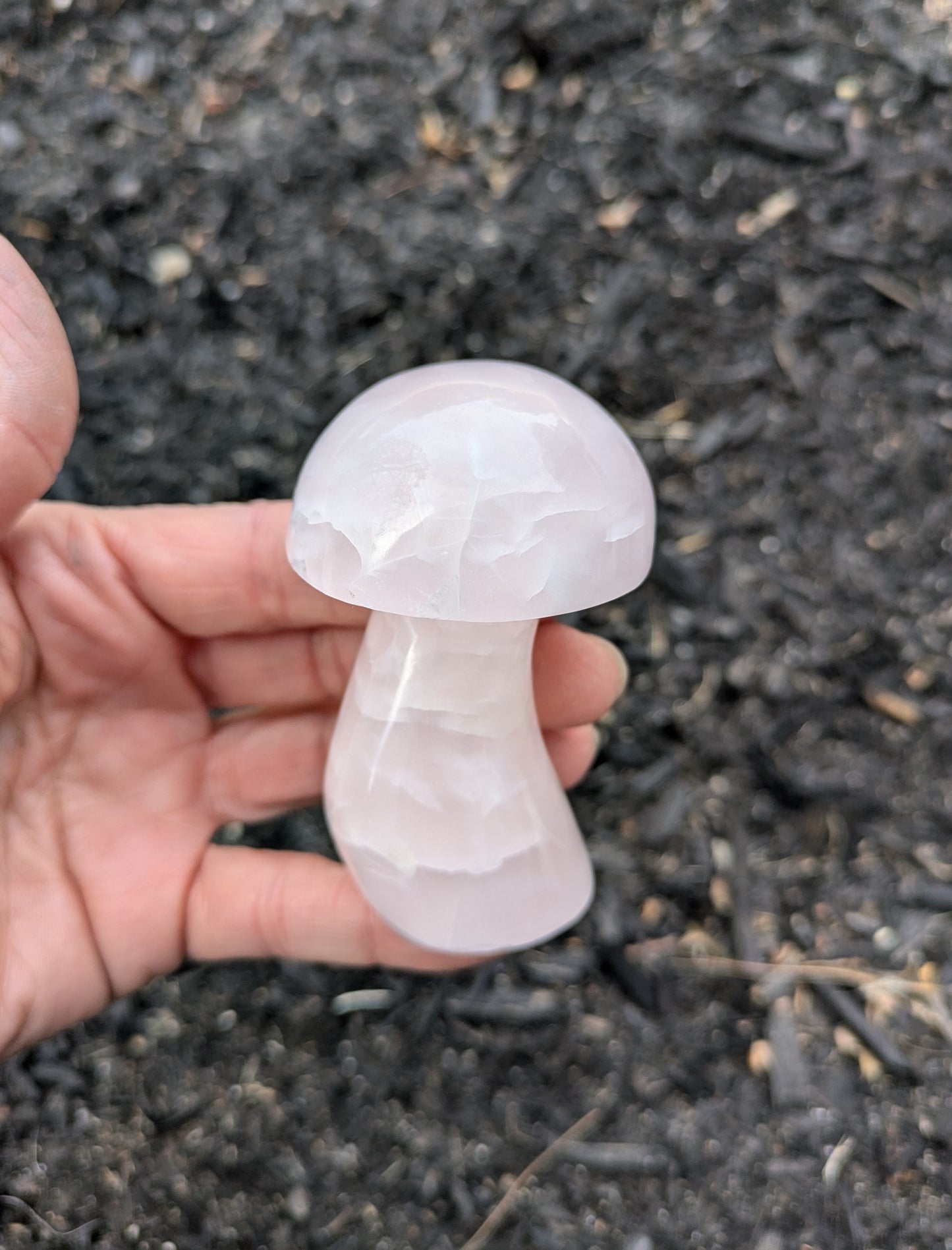 Pink Calcite Mushroom Carving from Pakistan