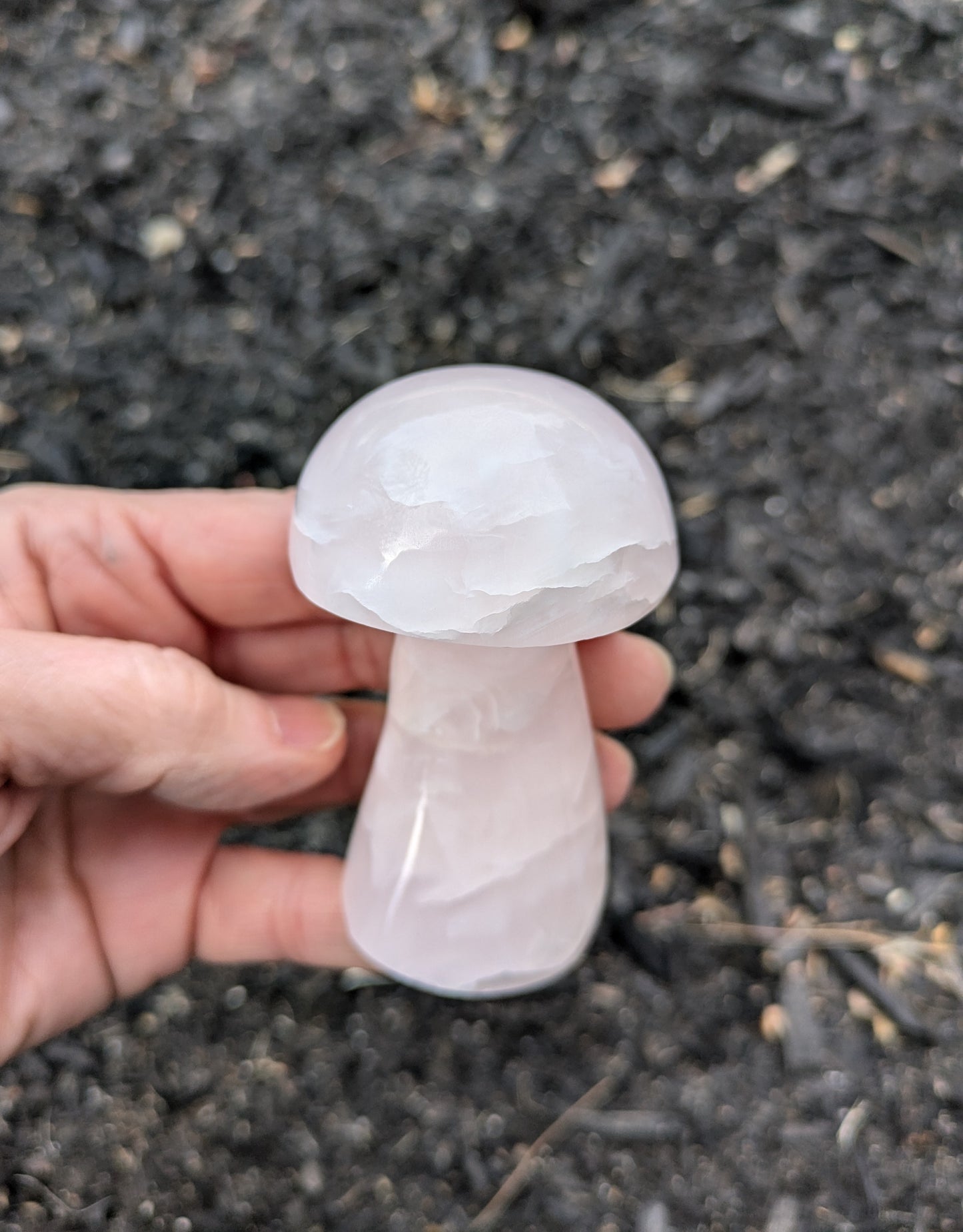 Pink Calcite Mushroom Carving from Pakistan
