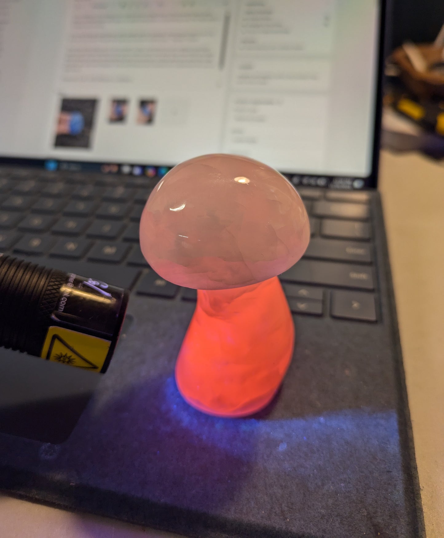 Pink Calcite Mushroom Carving from Pakistan