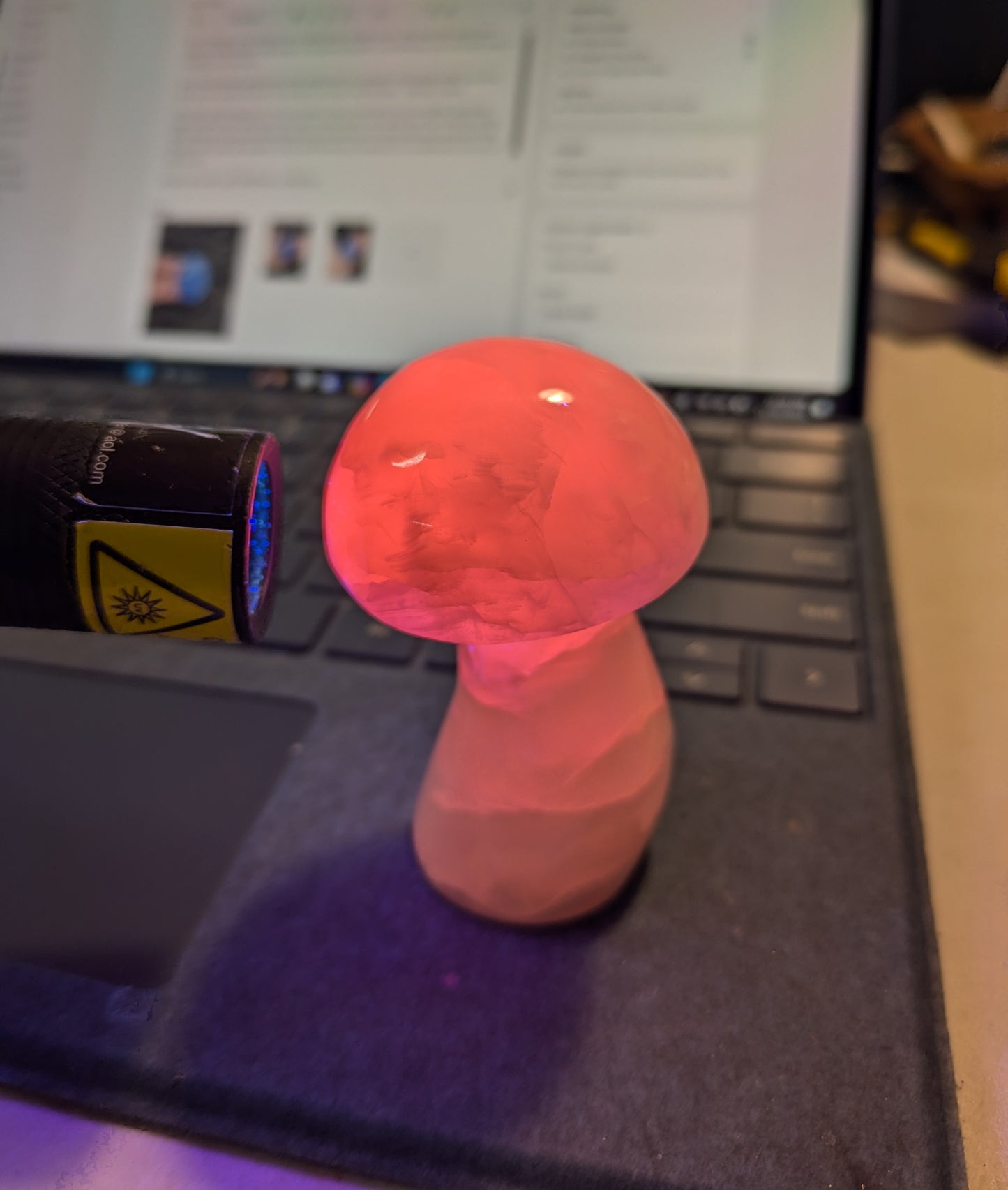 Pink Calcite Mushroom Carving from Pakistan