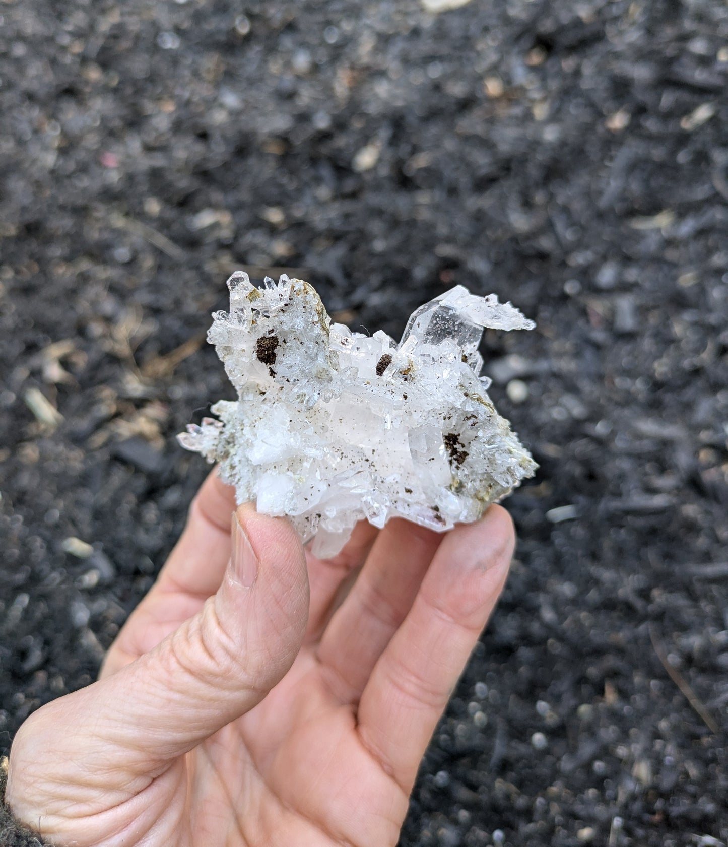 Faden Quartz Cluster with Red Hematite Confetti from Pakistan