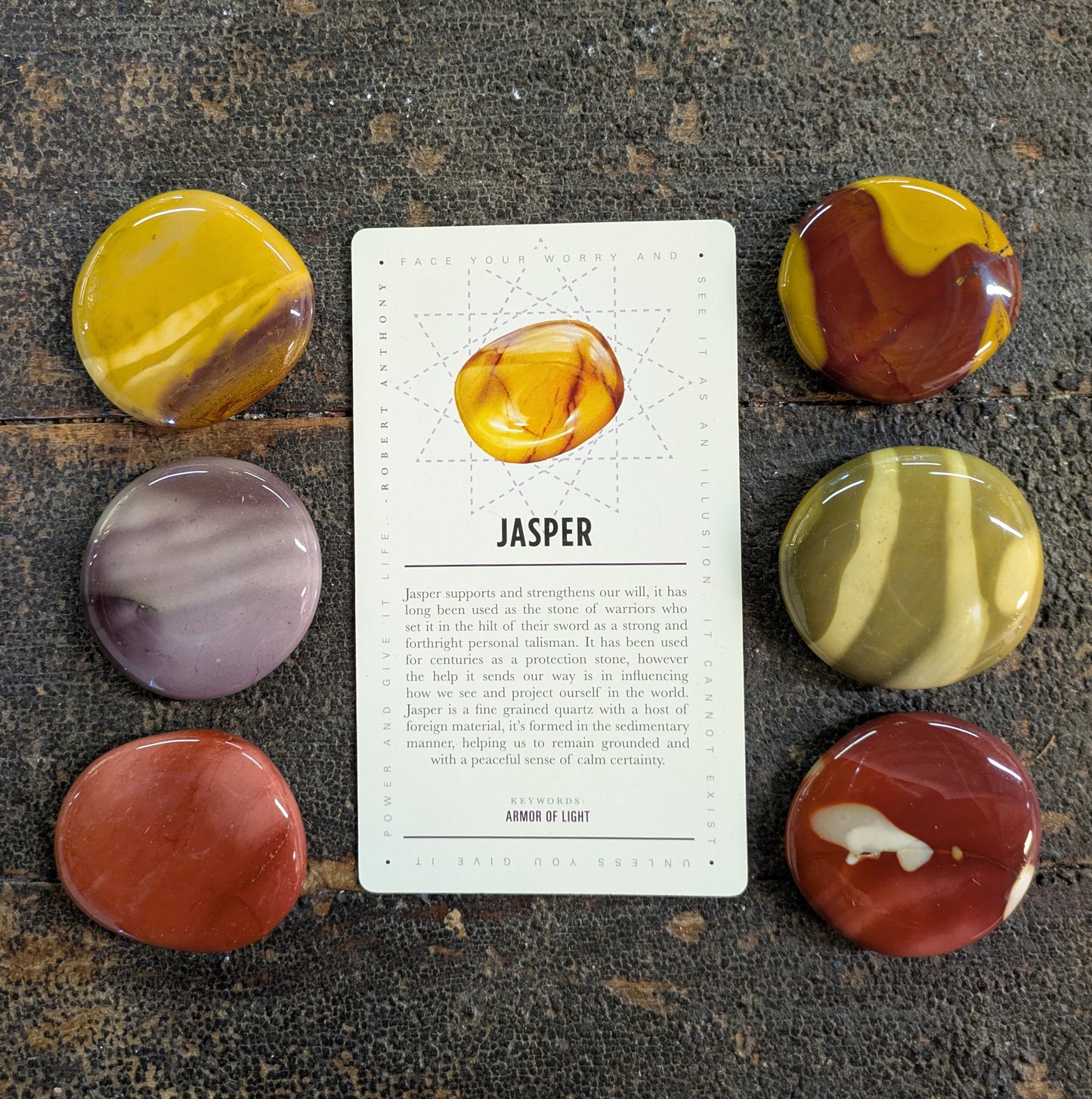 Jasper Pocket Stone and Lavish Earth Crystal Affirmation Card