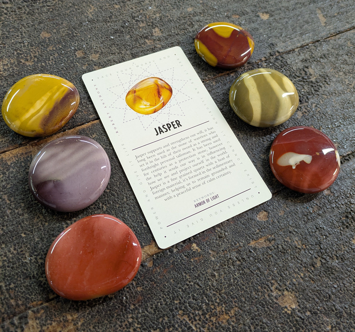 Jasper Pocket Stone and Lavish Earth Crystal Affirmation Card
