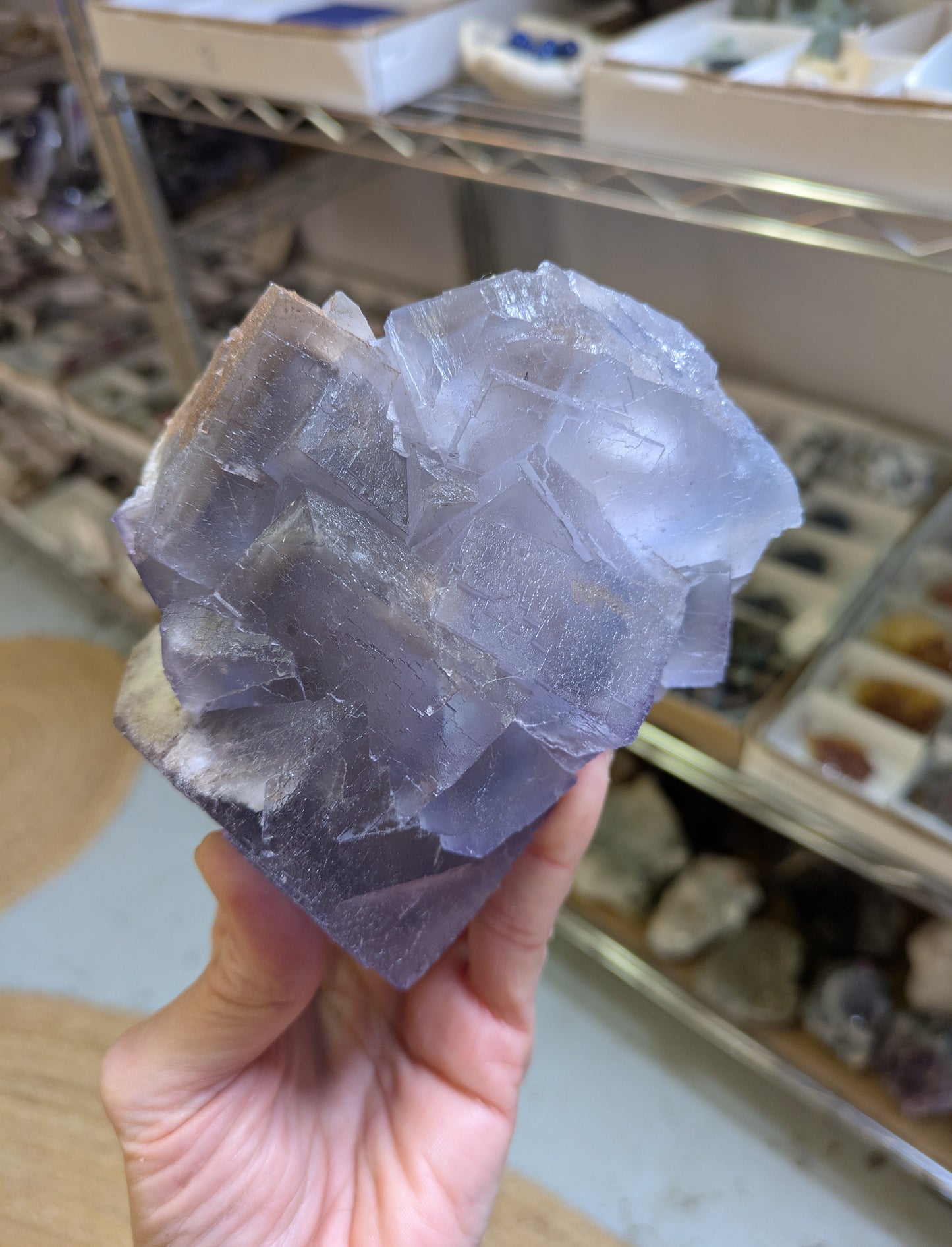 Phantom Fluorite with Feldspar from Balochistan, Pakistan - light base included