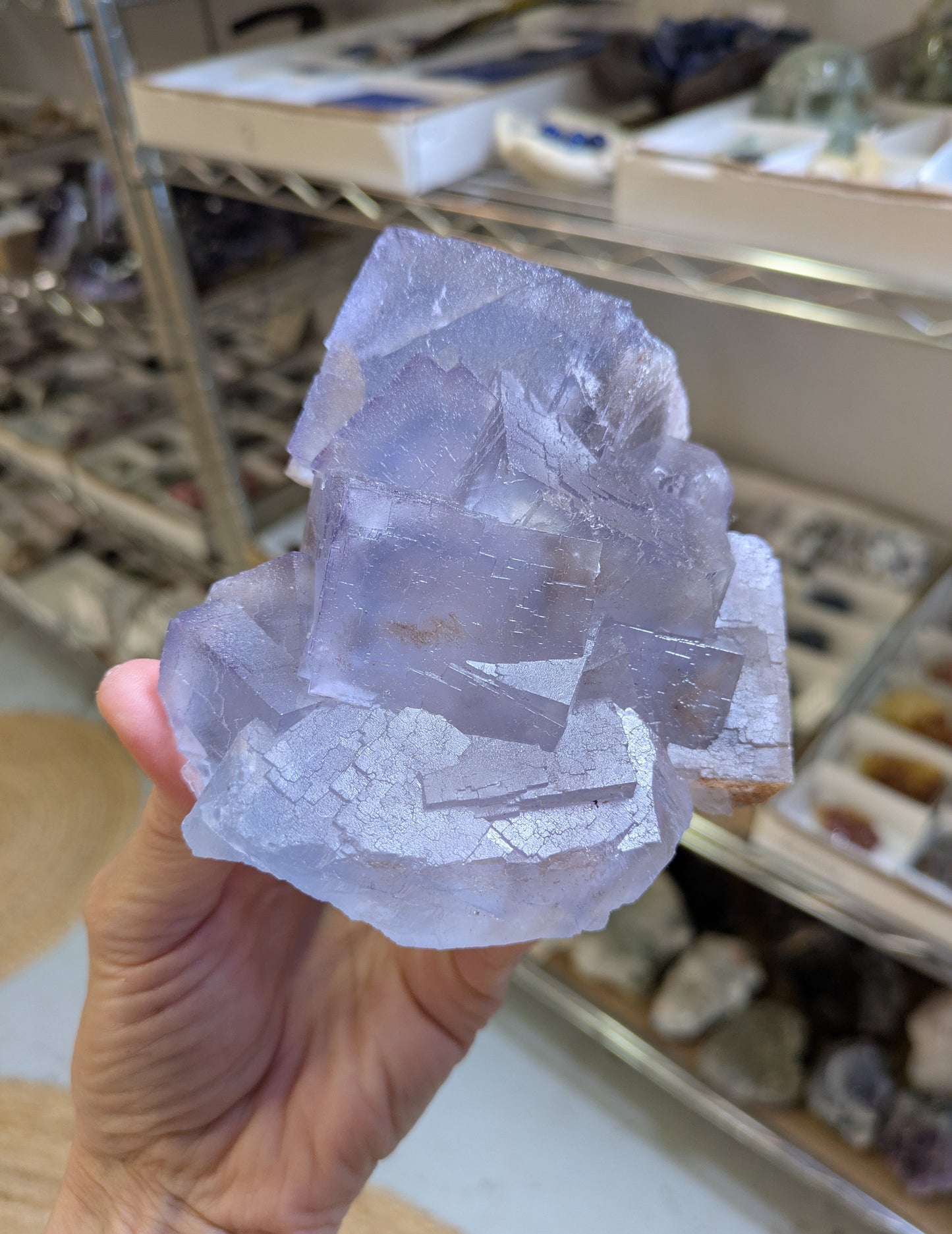 Phantom Fluorite with Feldspar from Balochistan, Pakistan - light base included