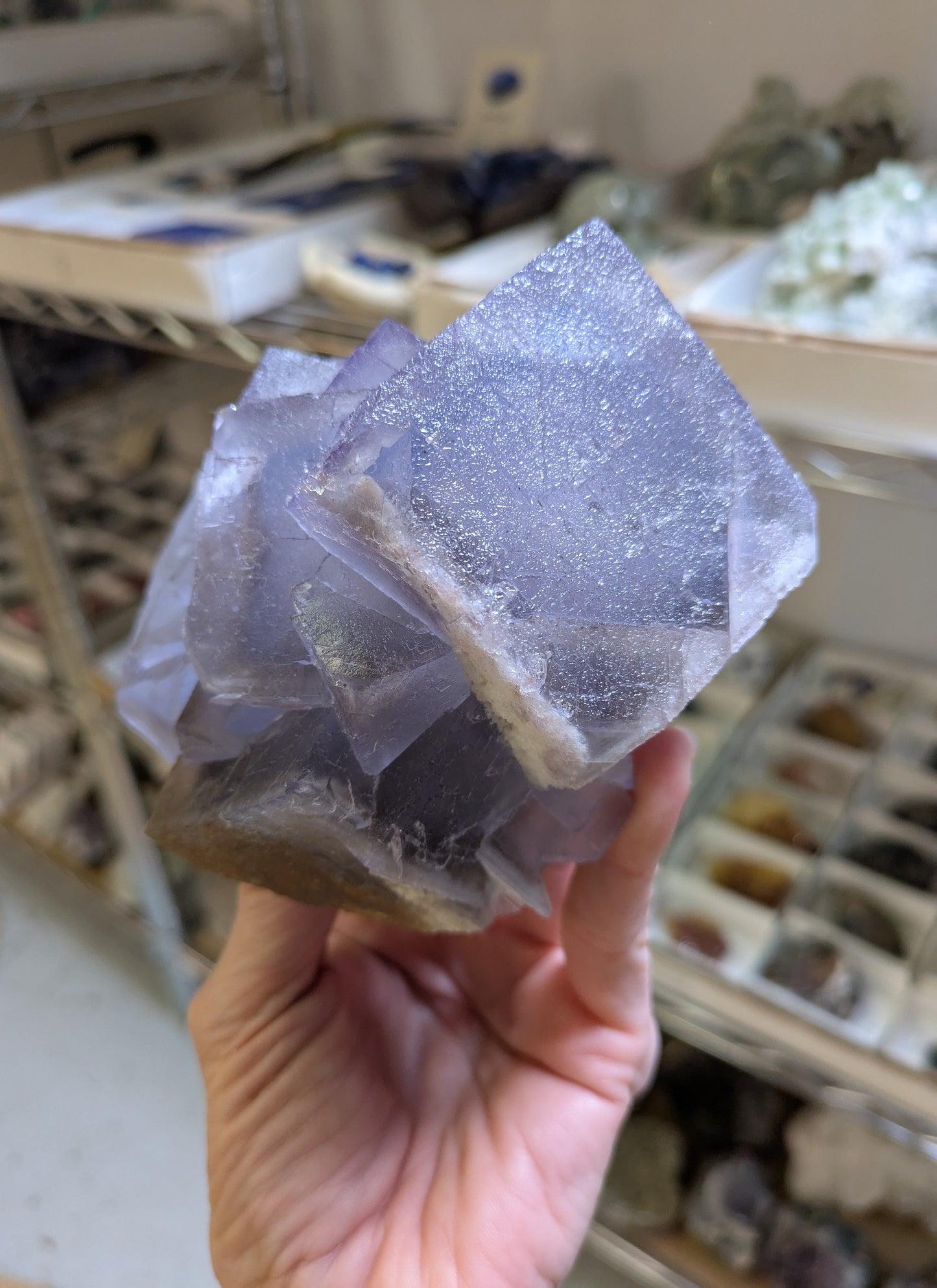 Phantom Fluorite with Feldspar from Balochistan, Pakistan - light base included