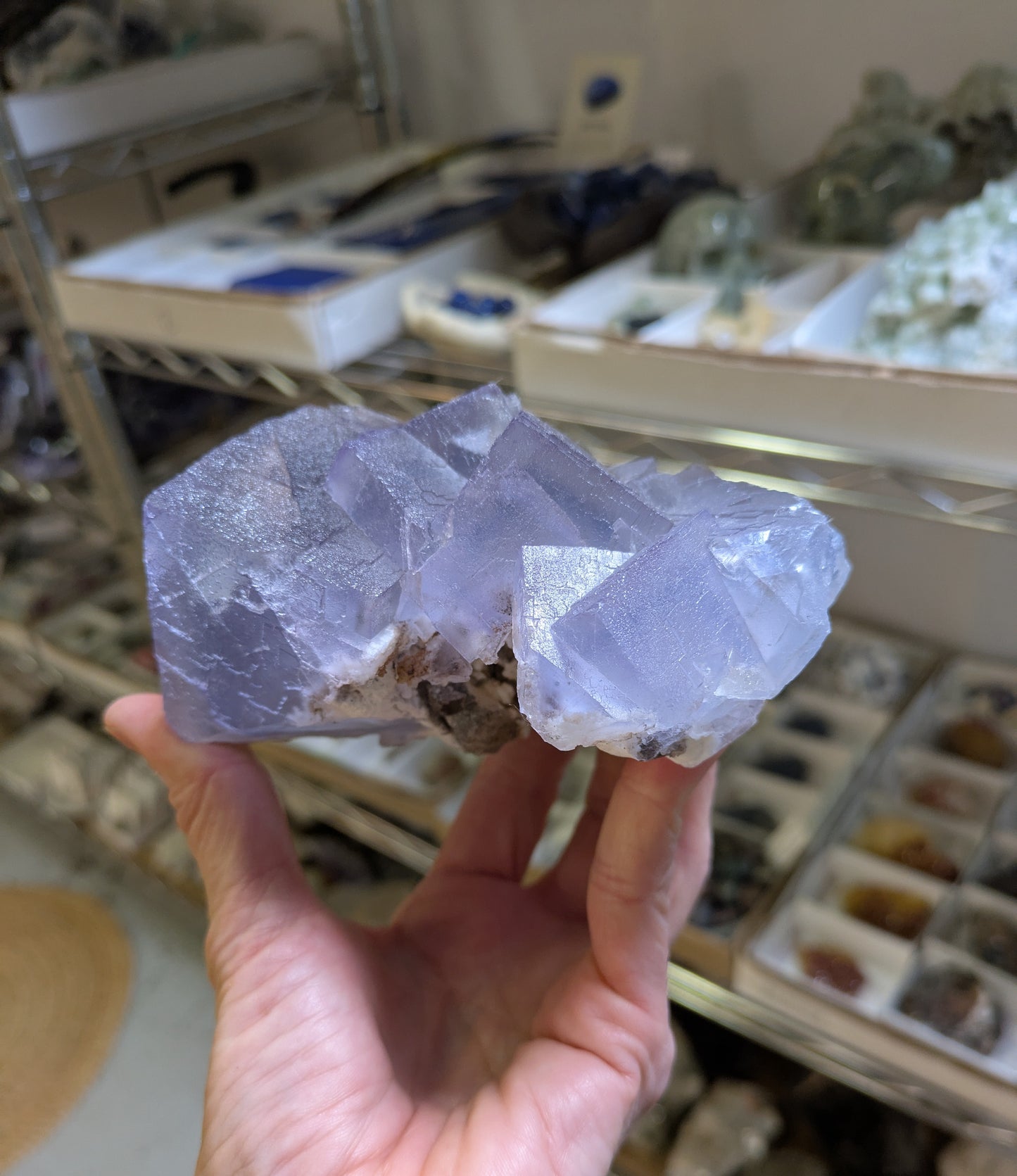 Phantom Fluorite with Feldspar from Balochistan, Pakistan - light base included