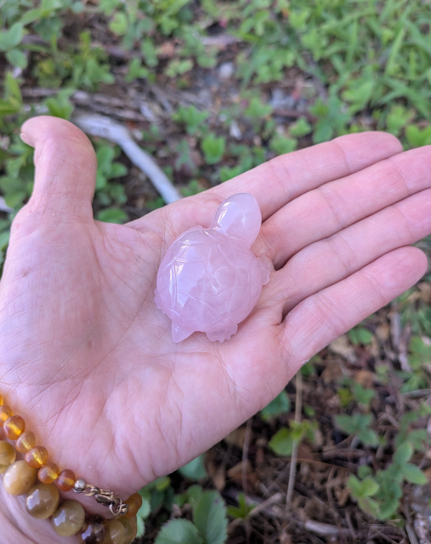 Rose Quartz Turtle Carved India (S-3)