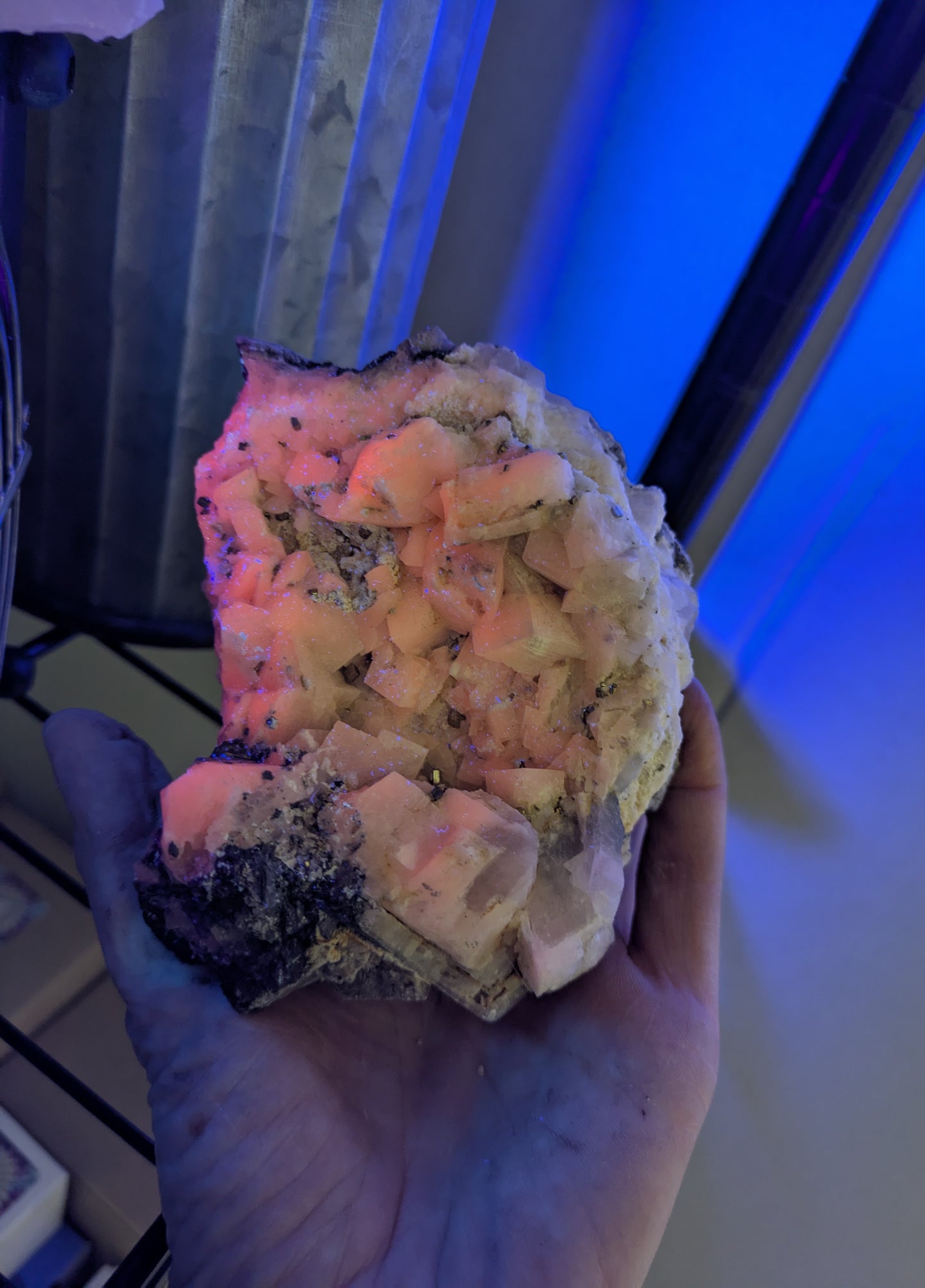 Mangano Calcite with Sphalerite and Pyrite from Peru
