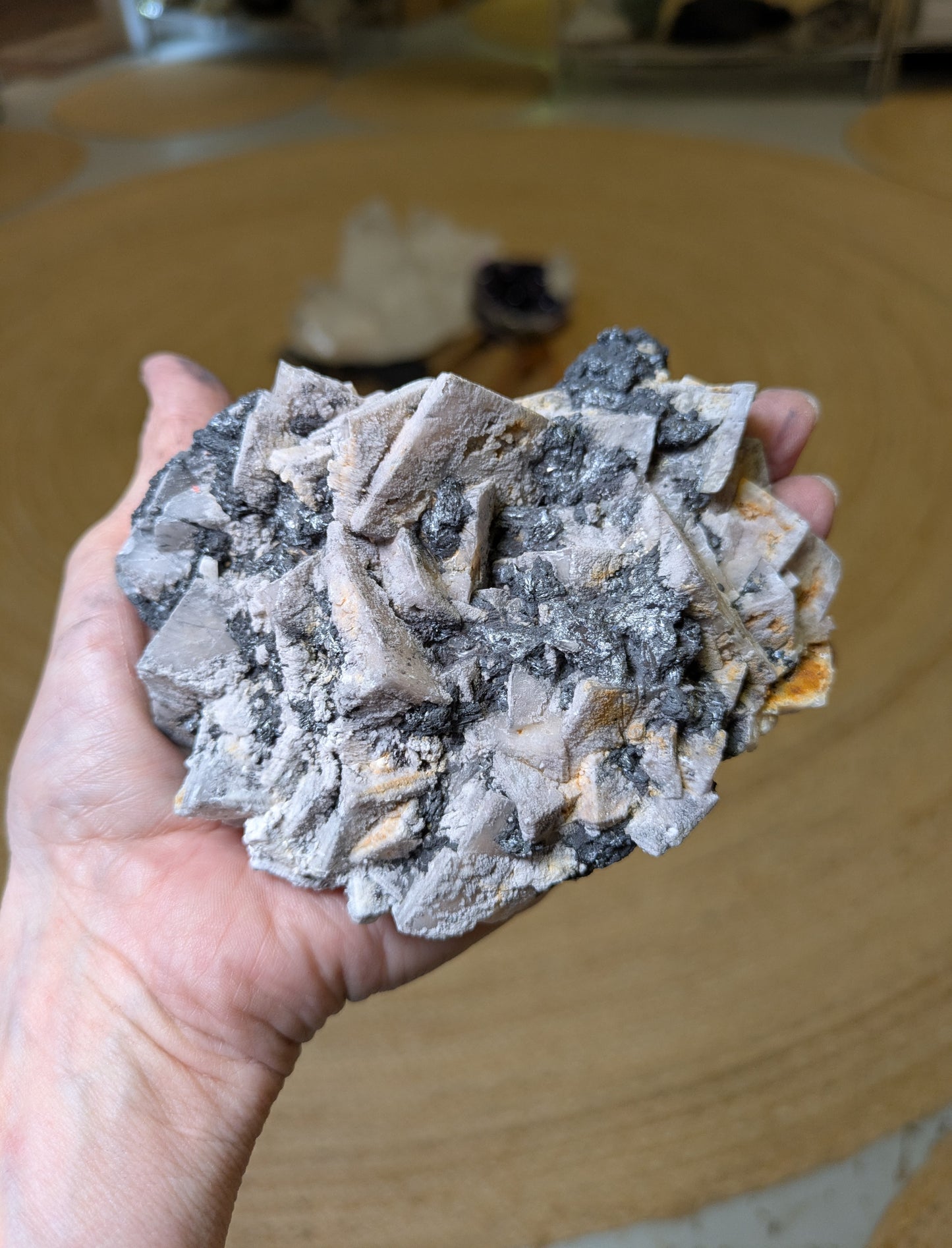 Mangano Calcite with Sphalerite and Pyrite from Peru