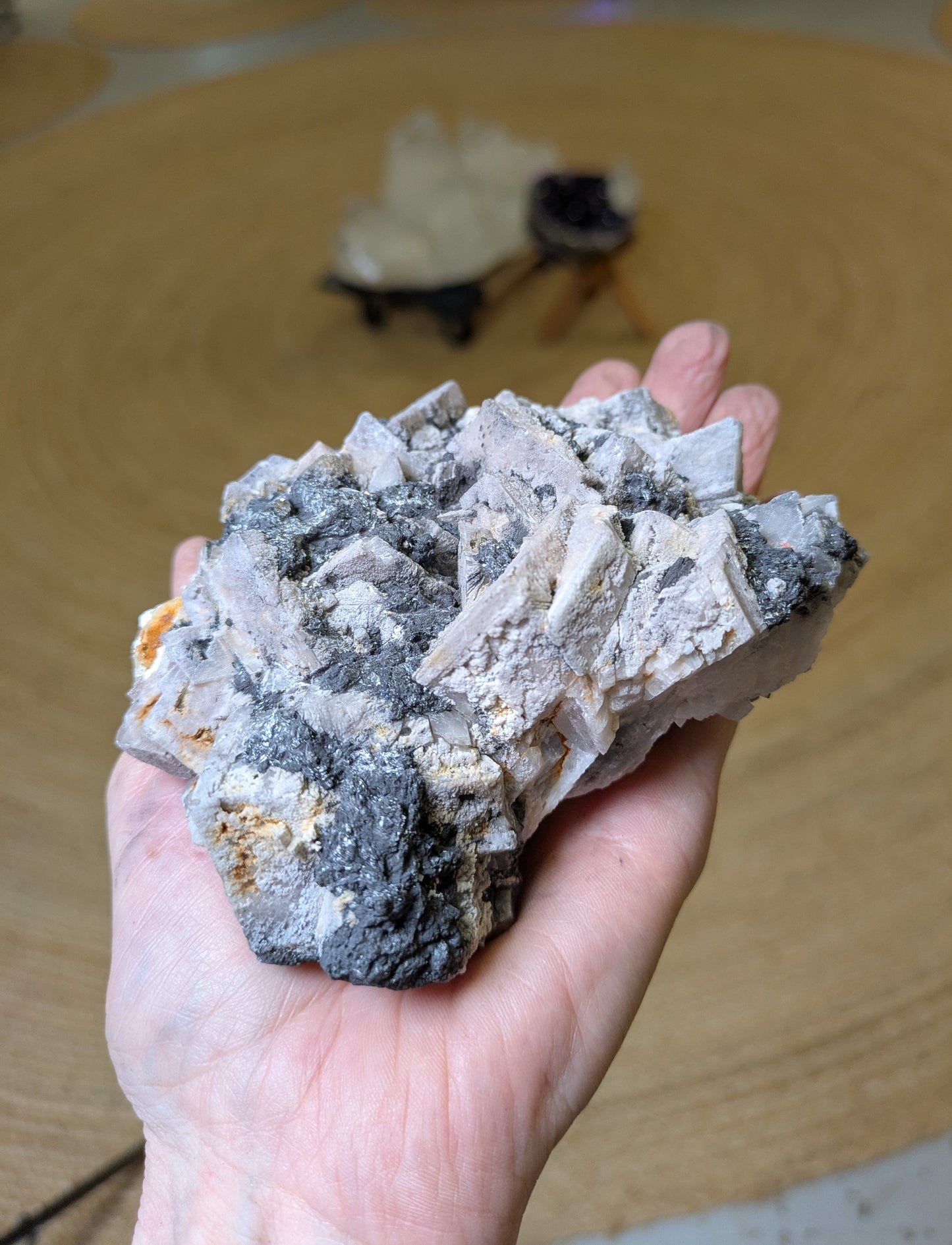Mangano Calcite with Sphalerite and Pyrite from Peru