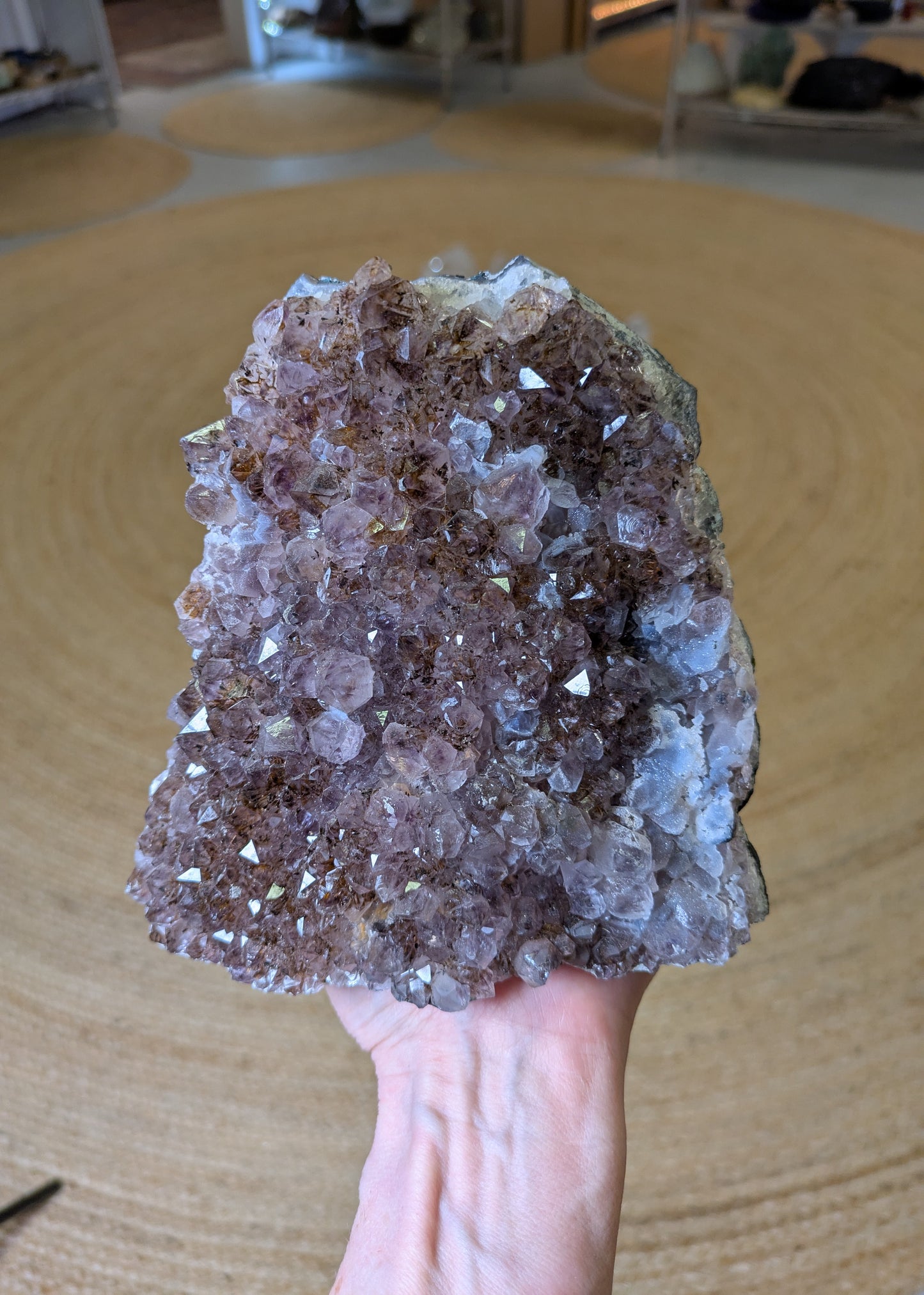 Amethyst, Chalcedony Drusy and Lepidocrocite from Uruguay