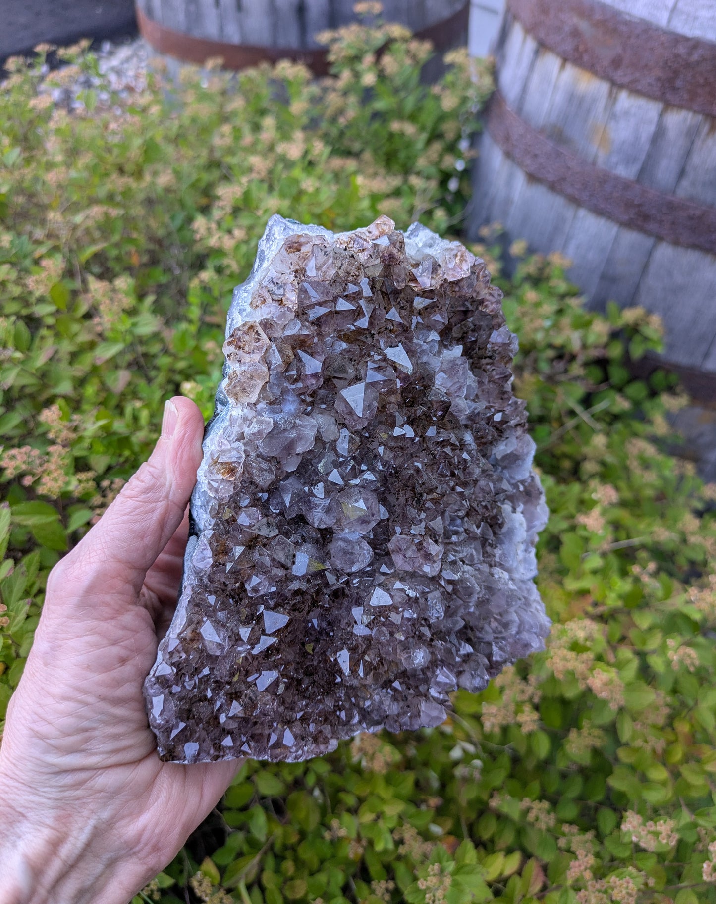 Amethyst, Chalcedony Drusy and Lepidocrocite from Uruguay
