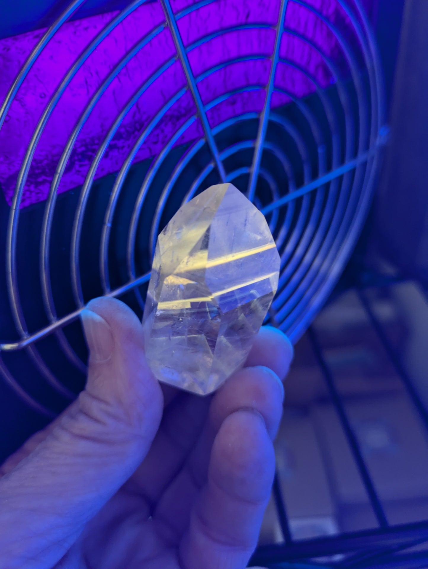 Polished Amethyst Quartz Tower with Powellite and Smokey Phantoms from Minas Gerais, Brazil