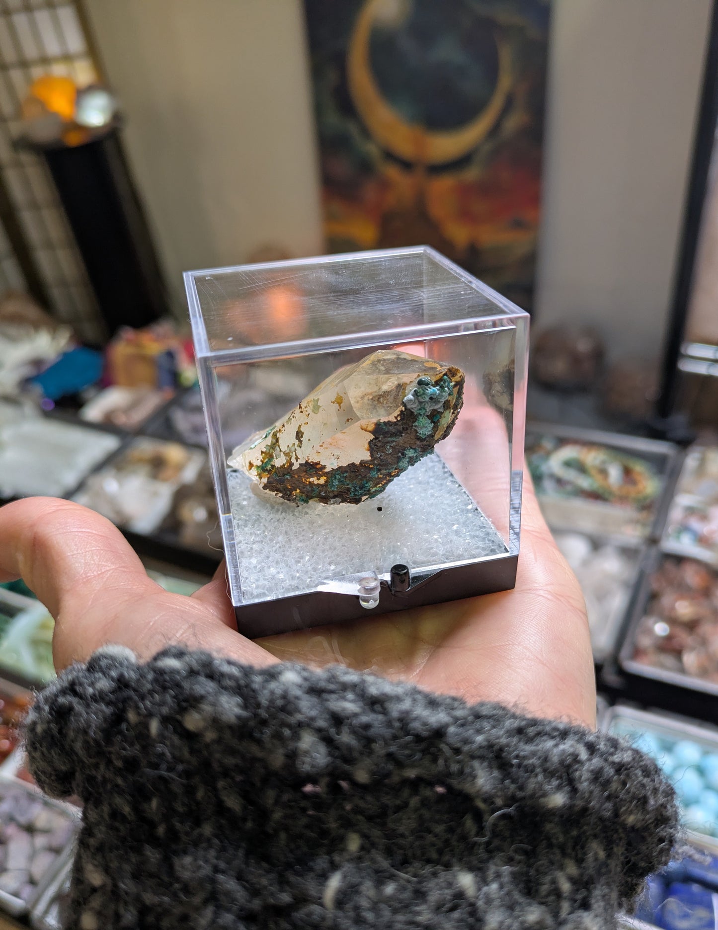 Chrysocolla on Quartz from Mina la Tentadora, Castrovirreyna, Huancavelina, Peru